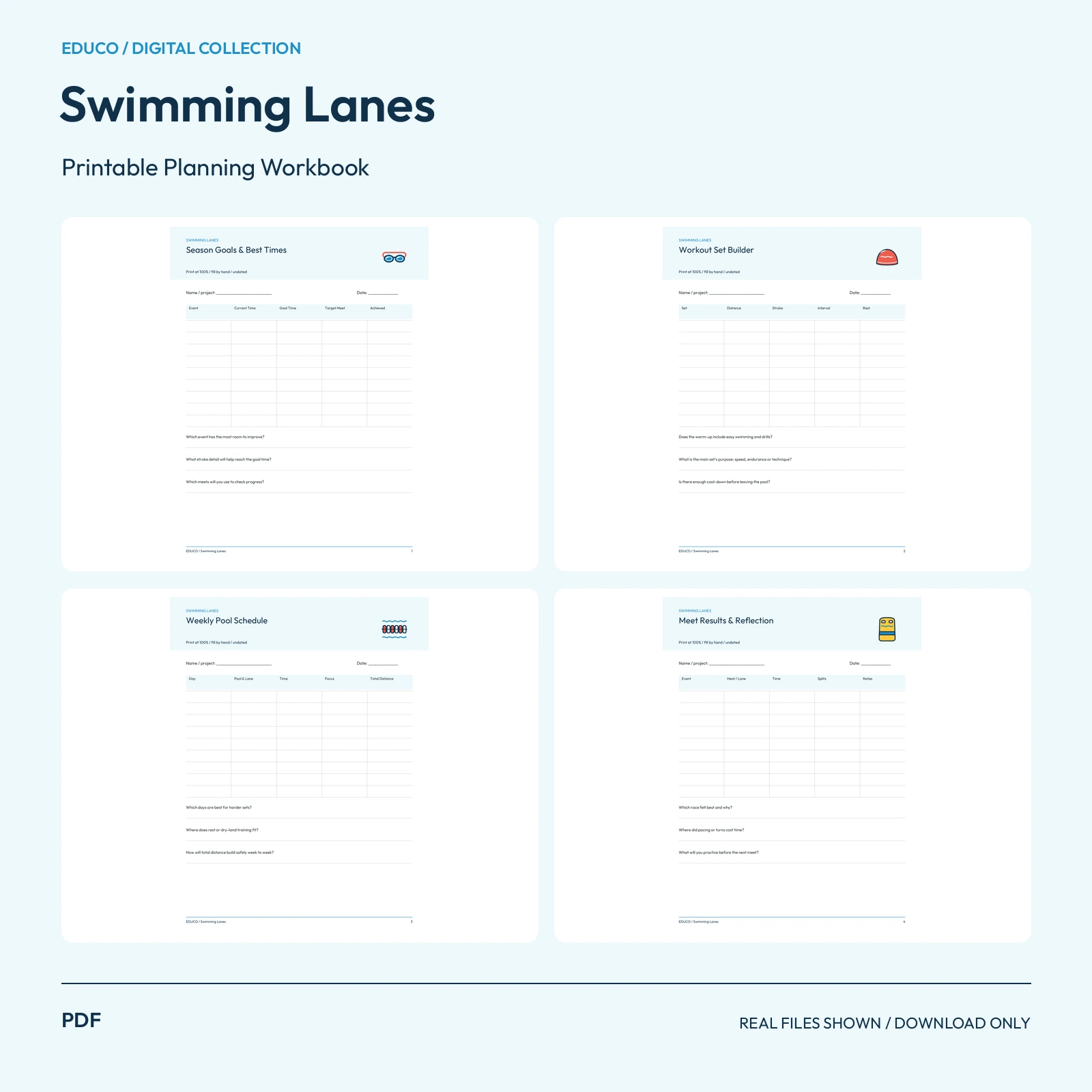 Swimming Lanes - Swim Practice Set Planner preview