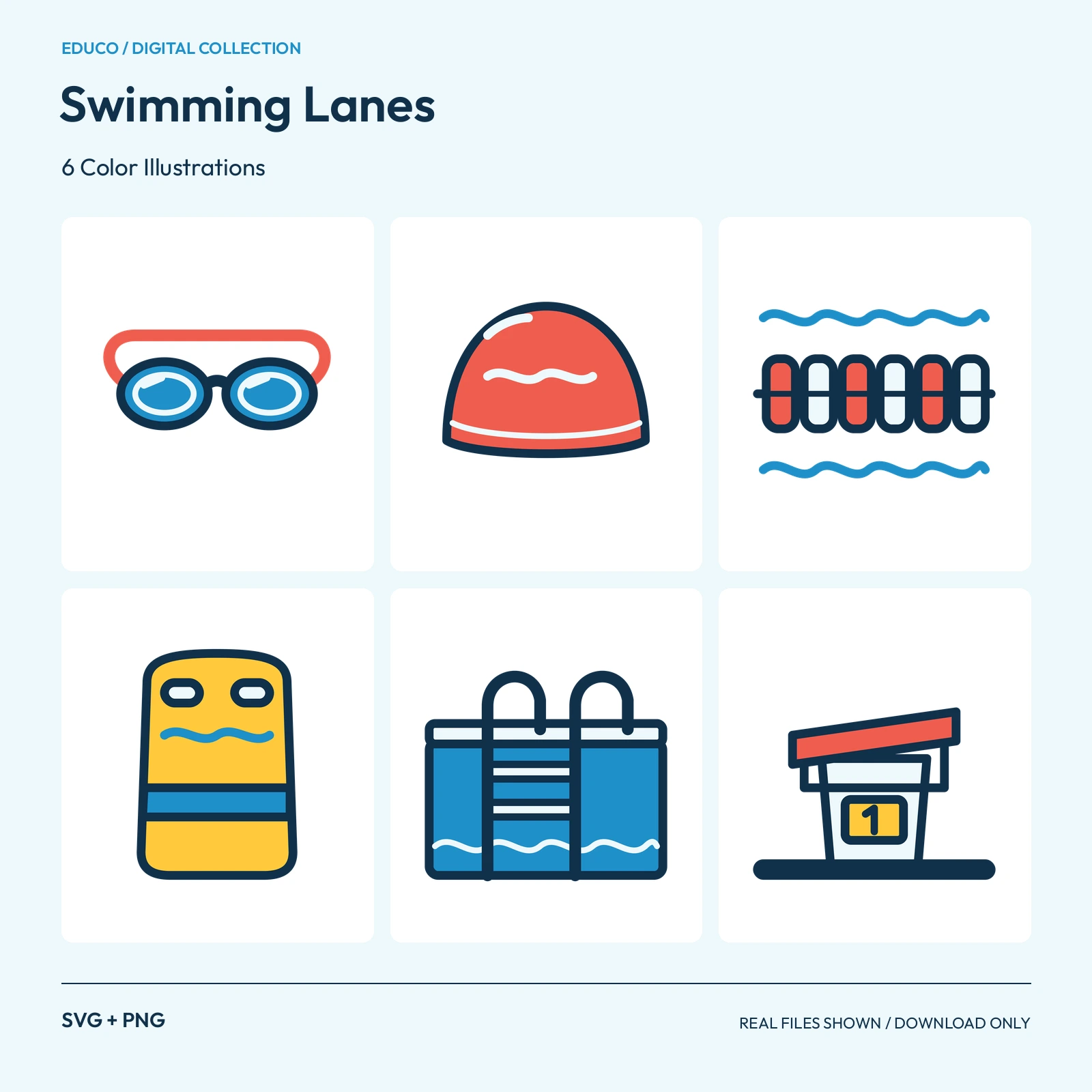 Swimming Lanes - 6 Color Illustrations preview