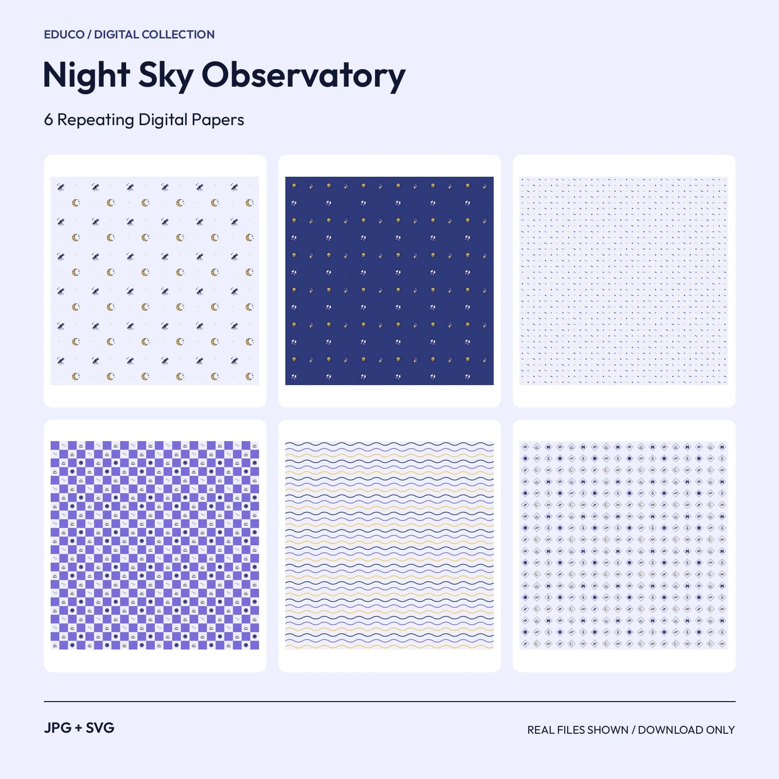 Night Sky Observatory - 6 Repeating Digital Papers preview