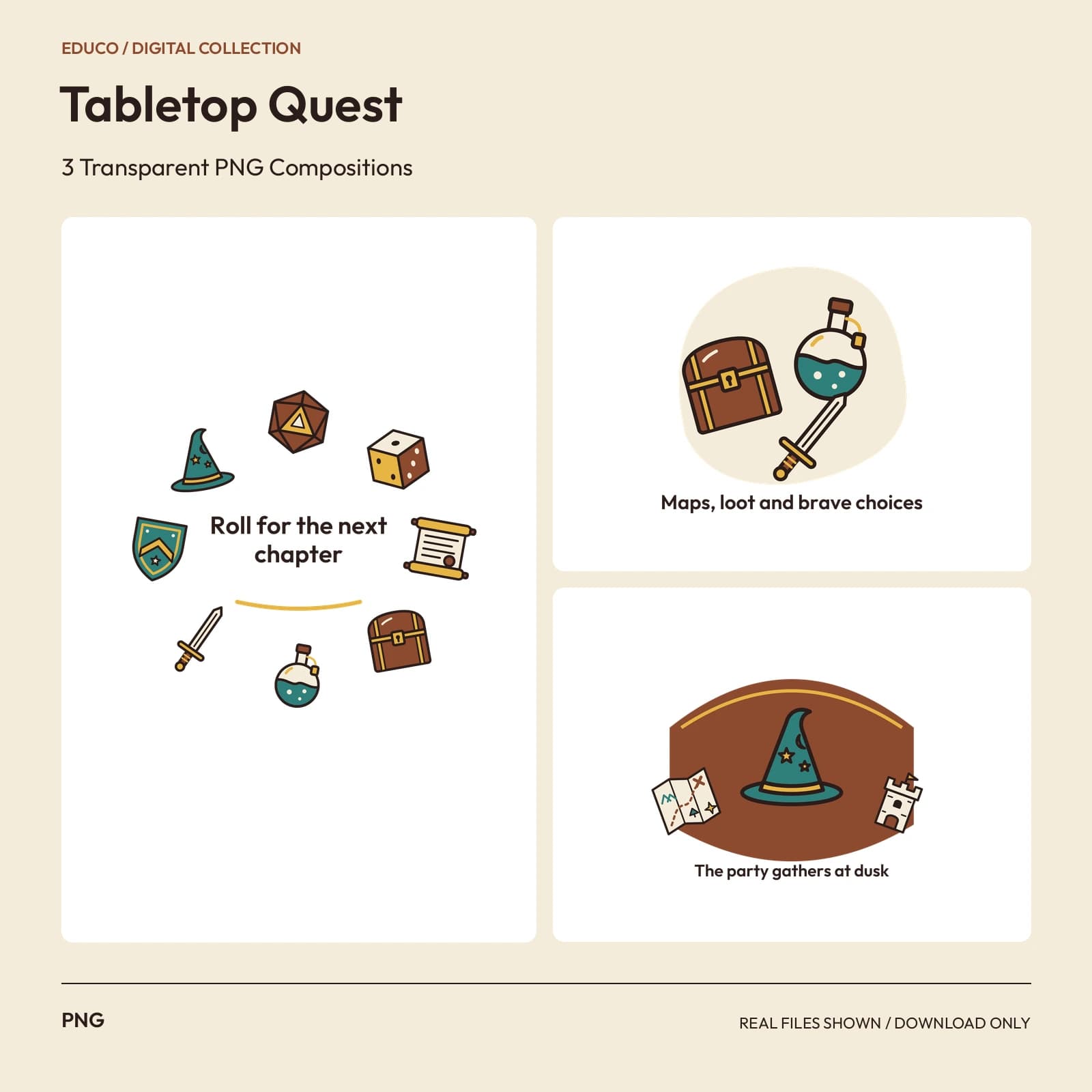 Tabletop Quest - 3 Transparent PNG Compositions preview