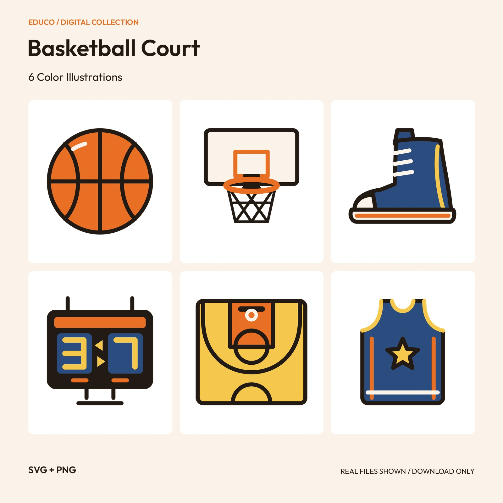 Basketball Court - 6 Color Illustrations preview