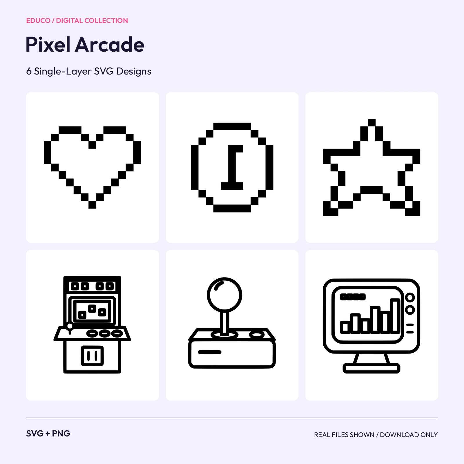 Pixel Arcade - 6 Single-Layer SVG Designs preview