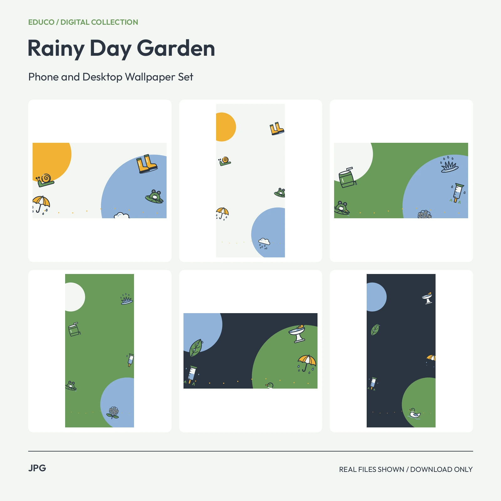Rainy Day Garden - Phone and Desktop Wallpaper Set preview
