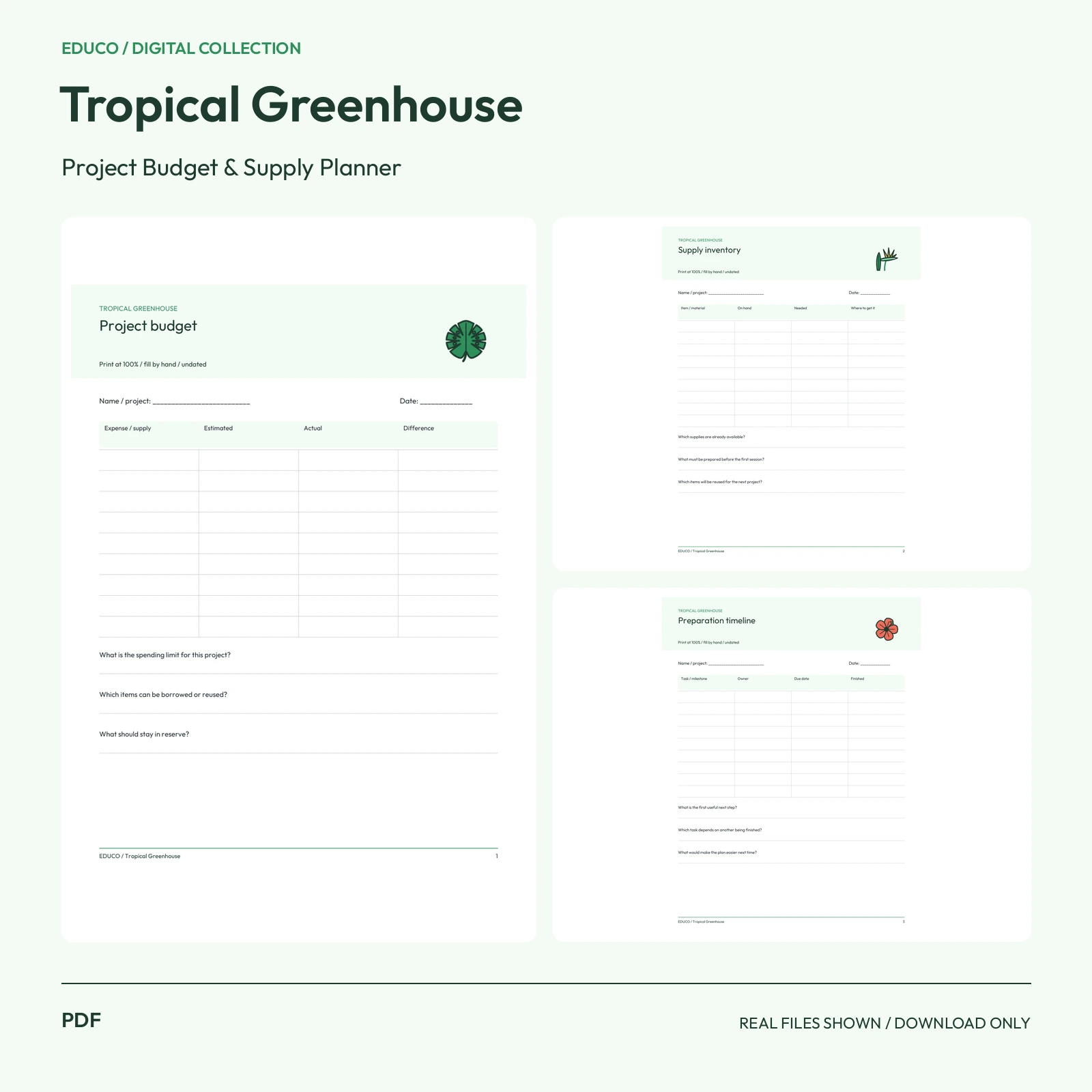 Tropical Greenhouse - Project Budget and Supply Planner preview