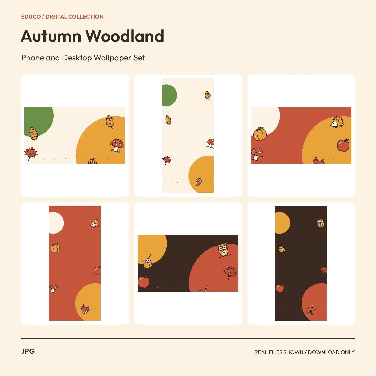 Autumn Woodland - Phone and Desktop Wallpaper Set preview