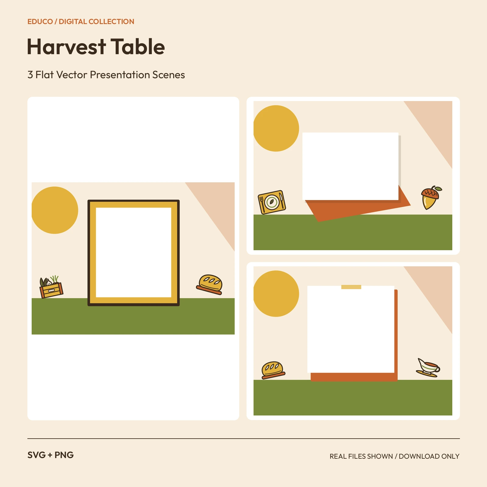 Harvest Table - 3 Flat Vector Presentation Scenes preview