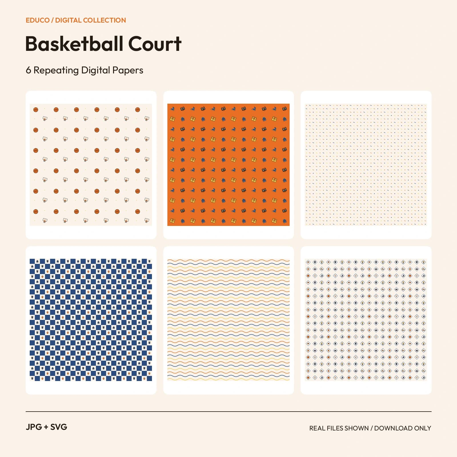 Basketball Court - 6 Repeating Digital Papers preview