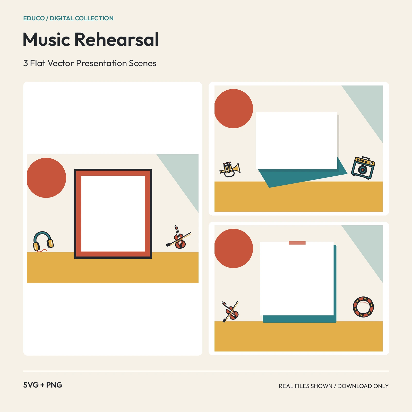 Music Rehearsal - 3 Flat Vector Presentation Scenes preview