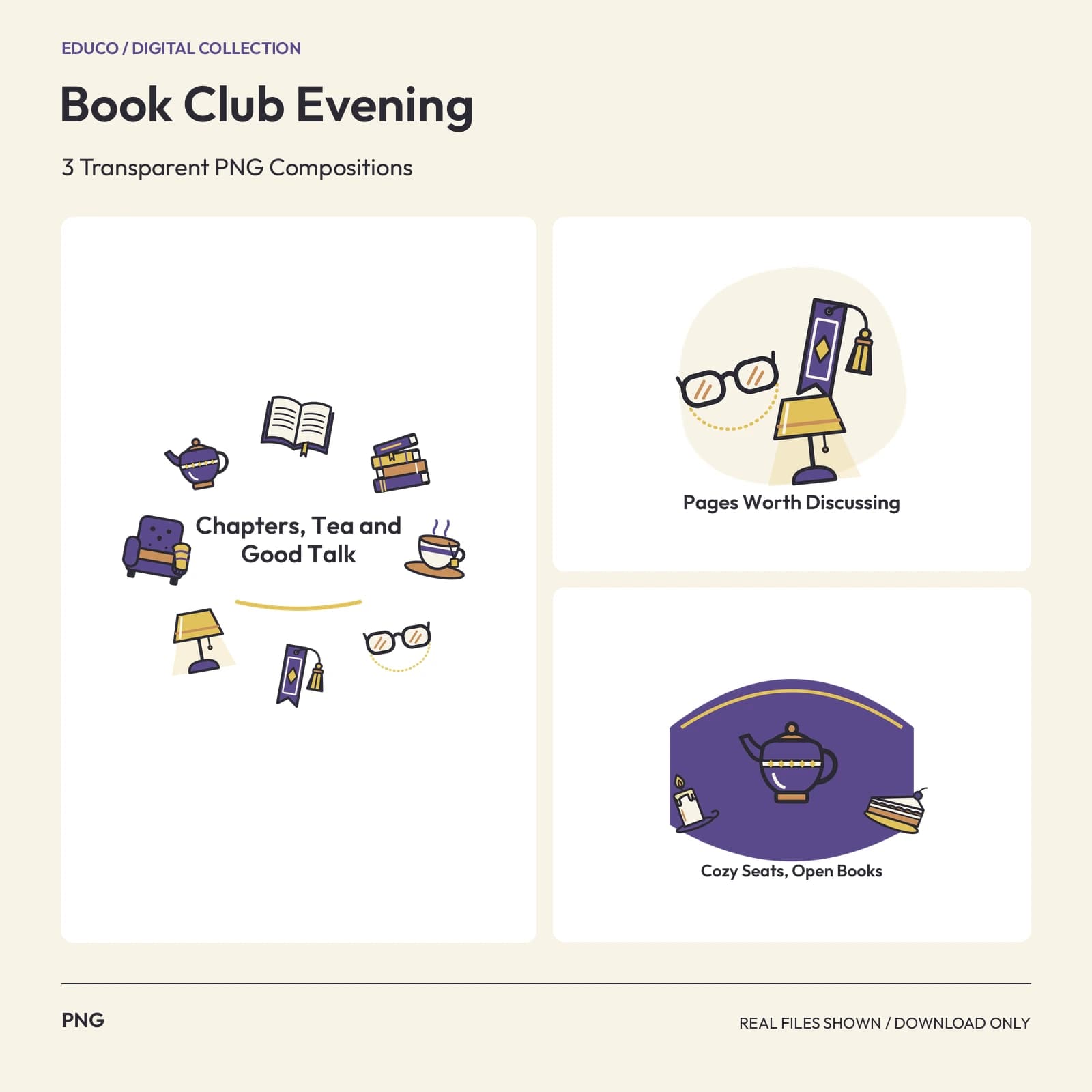 Book Club Evening - 3 Transparent PNG Compositions preview