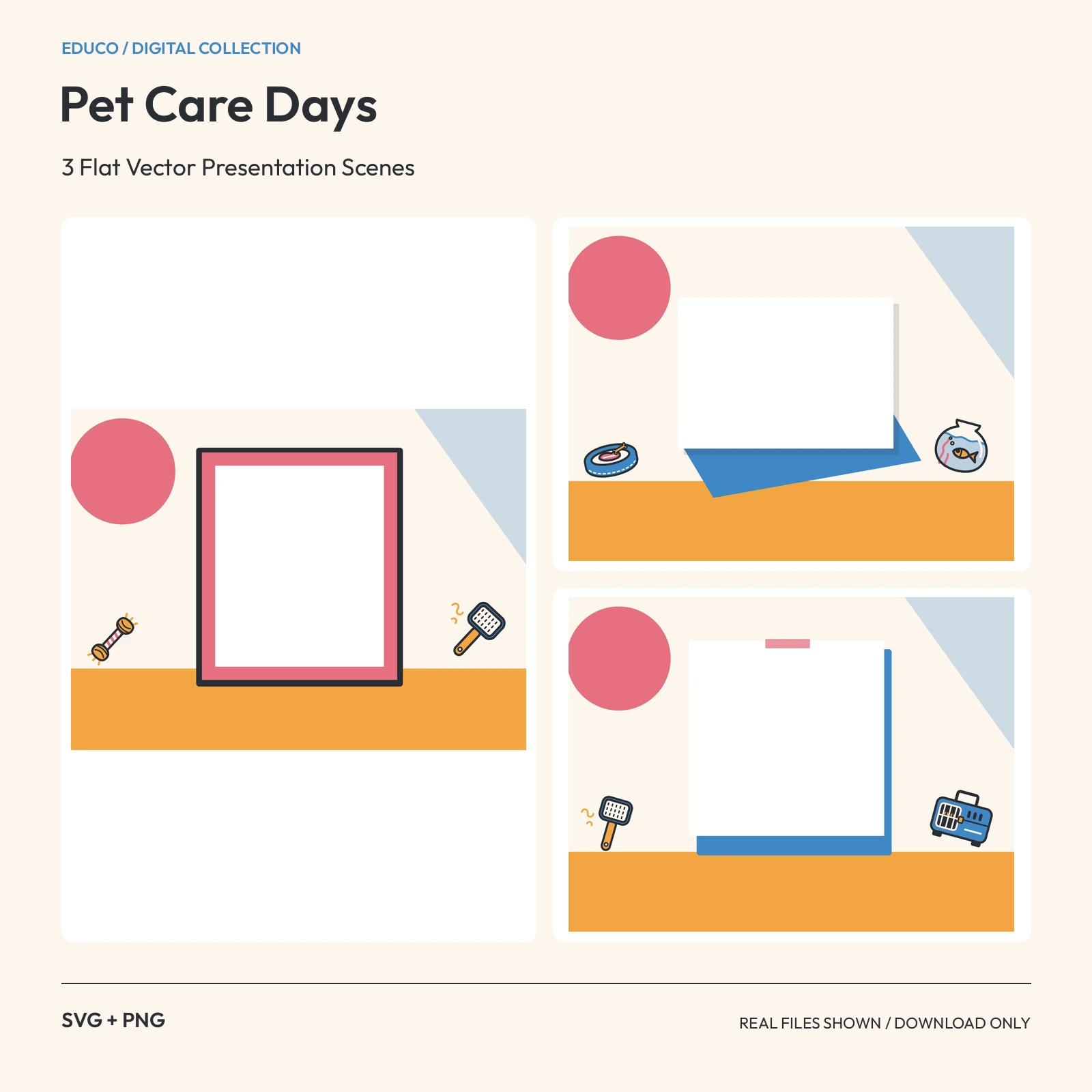 Pet Care Days - 3 Flat Vector Presentation Scenes preview