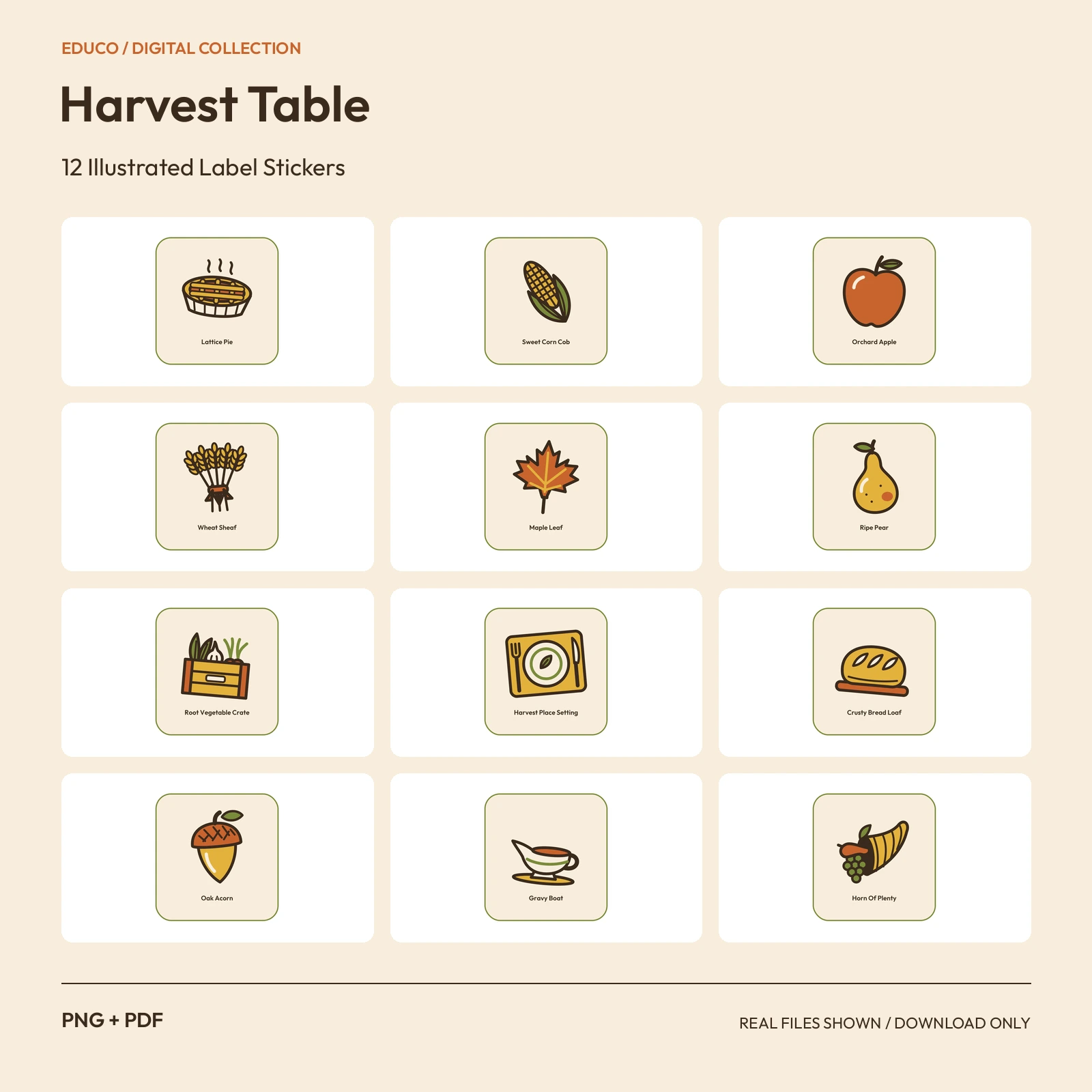 Harvest Table - 12 Illustrated Label Stickers preview