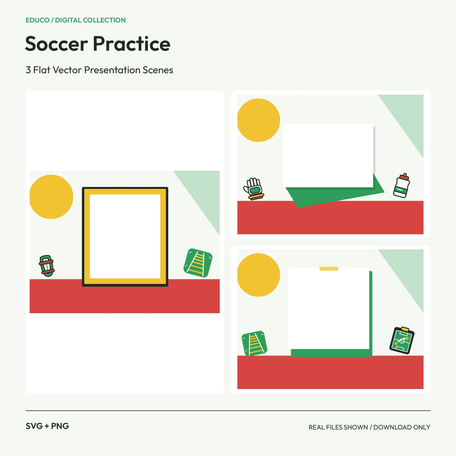 Soccer Practice - 3 Flat Vector Presentation Scenes preview