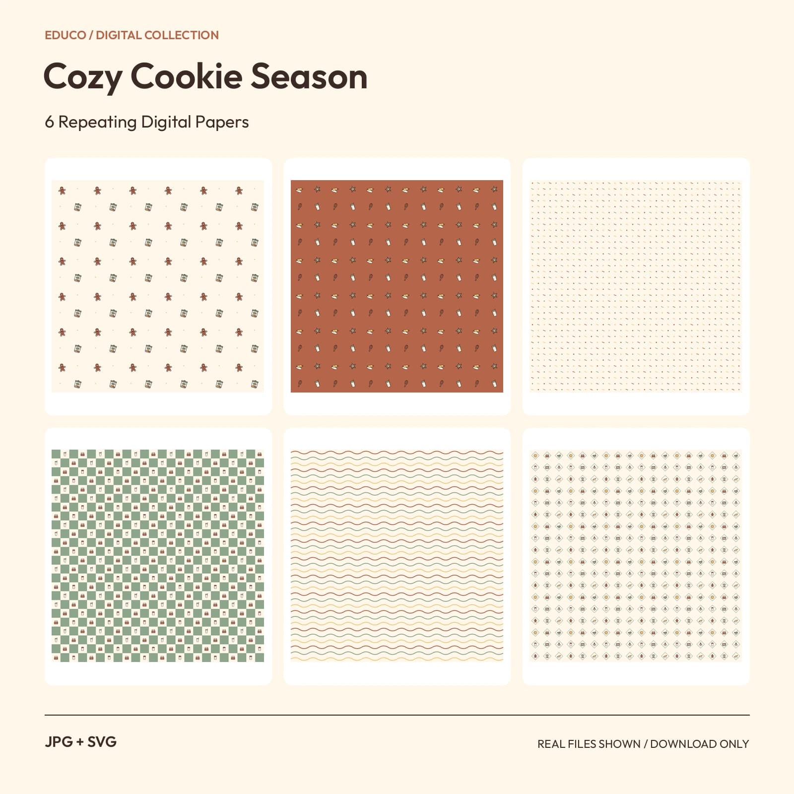 Cozy Cookie Season - 6 Repeating Digital Papers preview