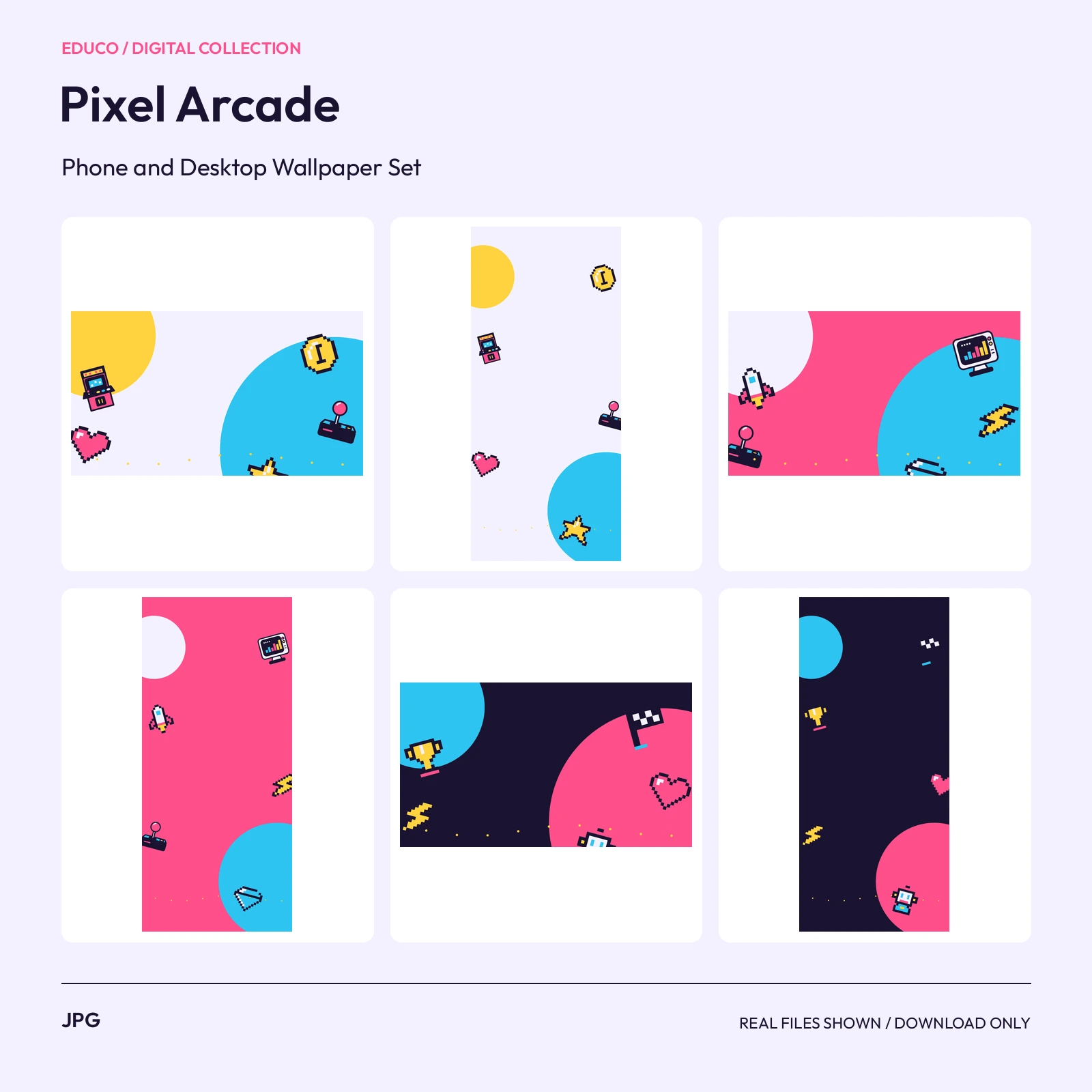 Pixel Arcade - Phone and Desktop Wallpaper Set preview