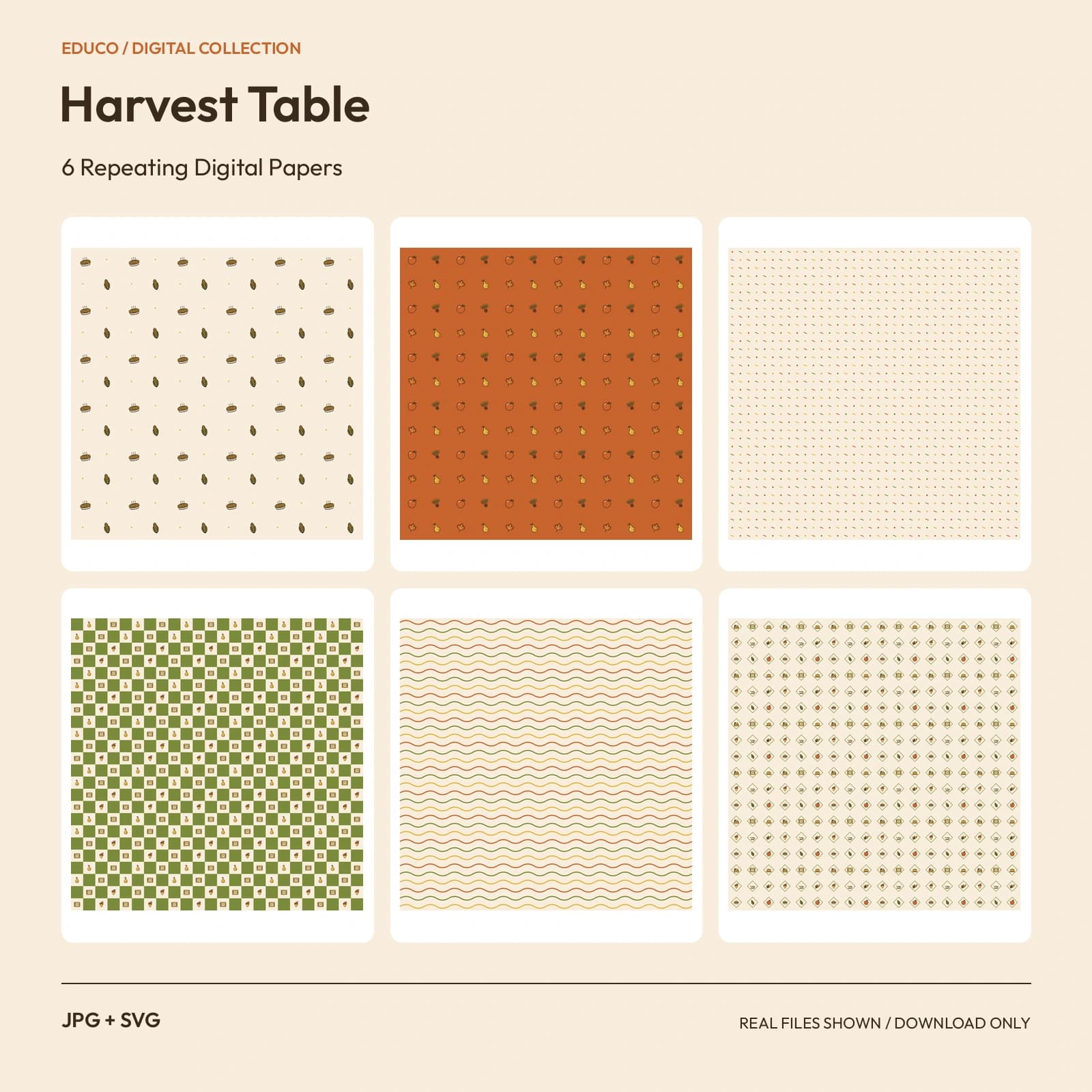Harvest Table - 6 Repeating Digital Papers preview