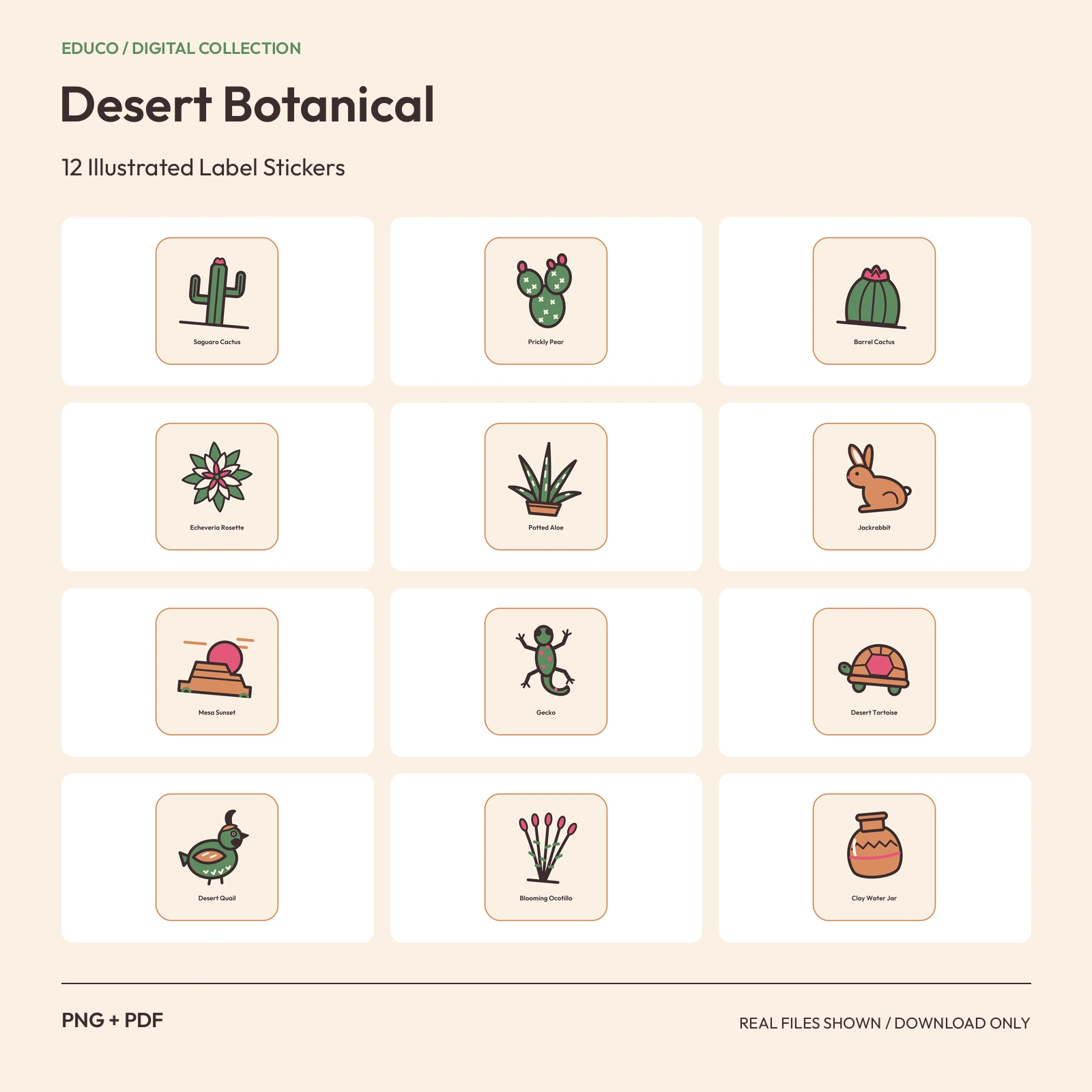 Desert Botanical - 12 Illustrated Label Stickers preview