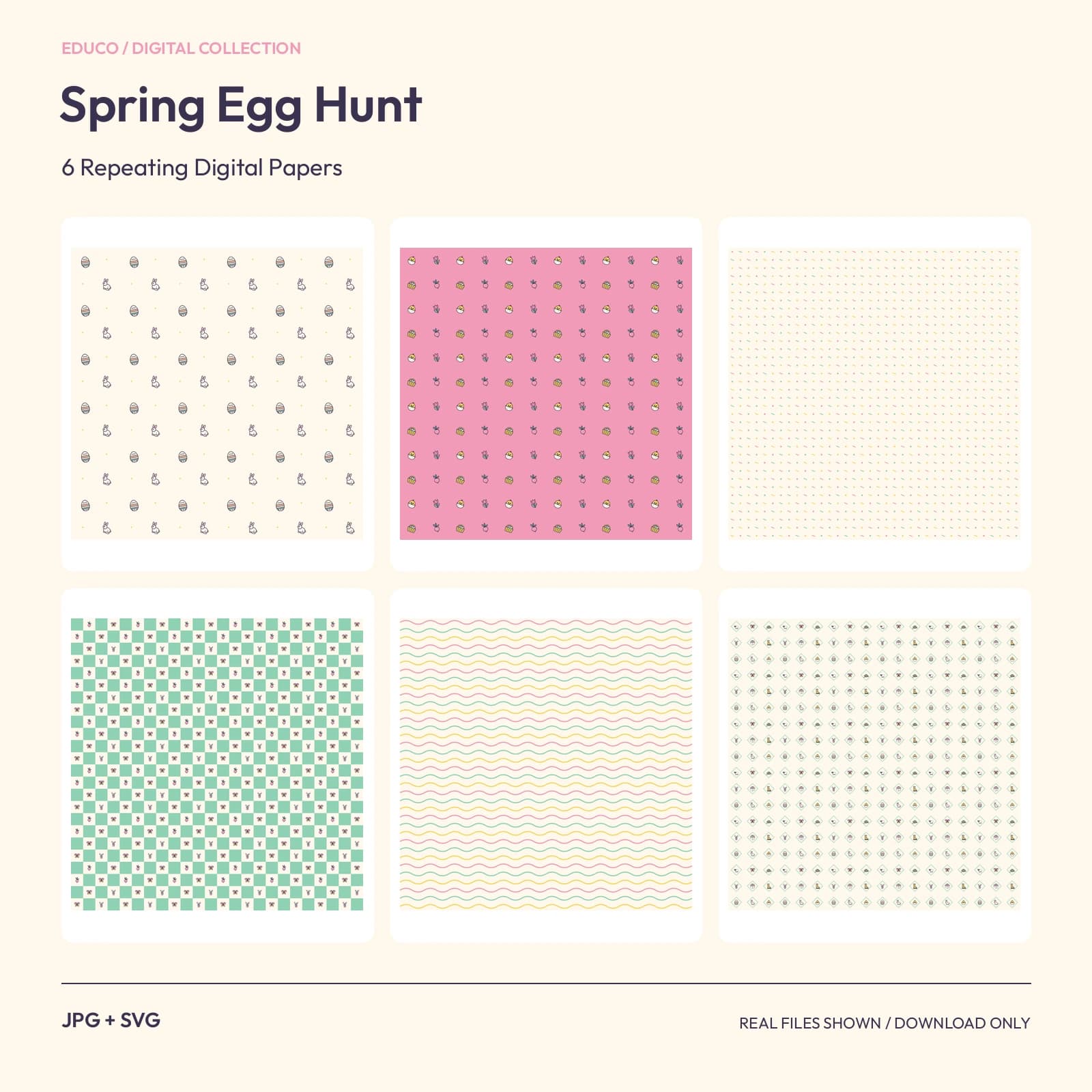 Spring Egg Hunt - 6 Repeating Digital Papers preview