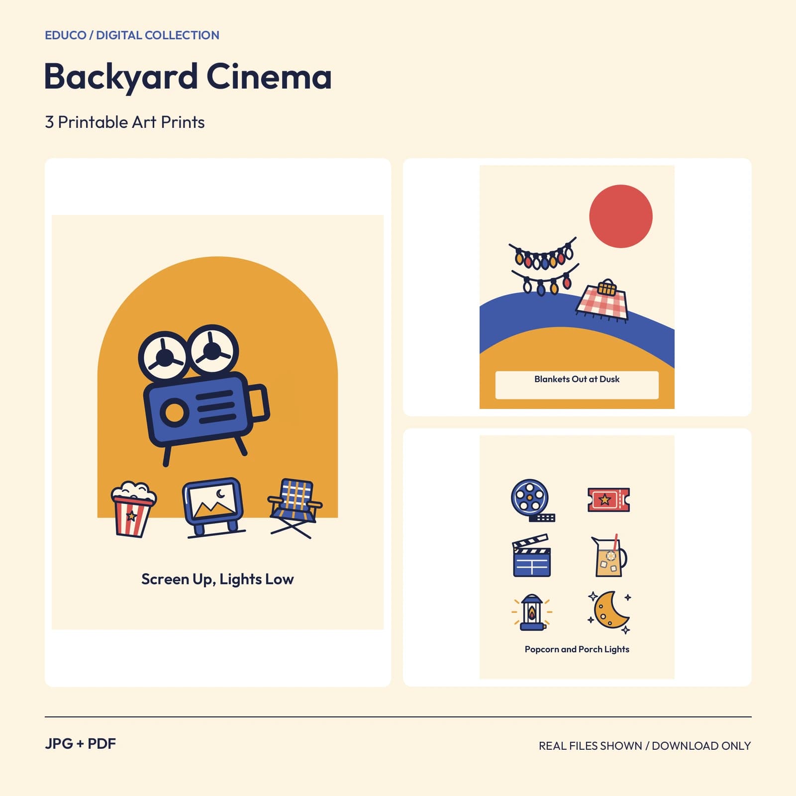 Backyard Cinema - 3 Printable Art Prints preview