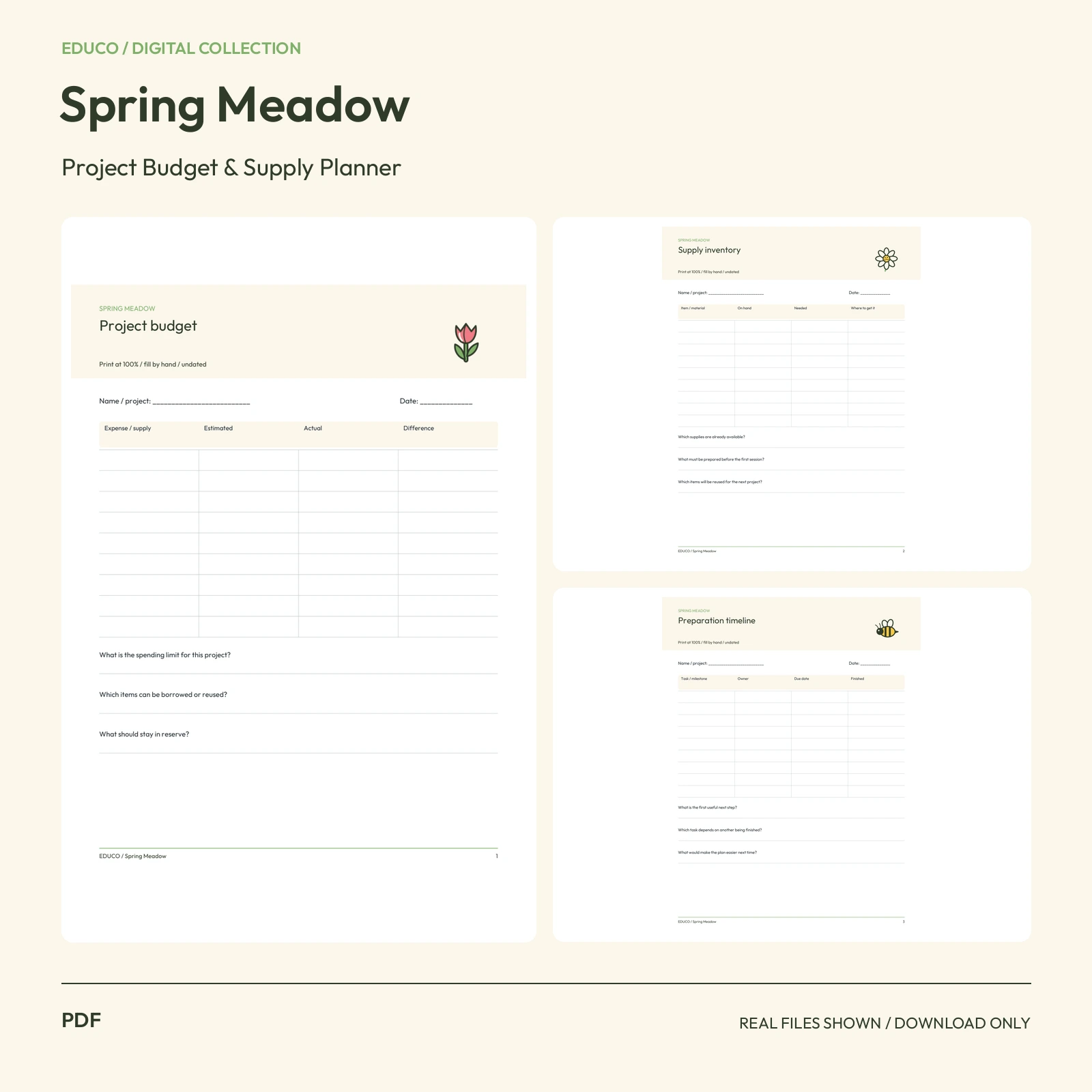 Spring Meadow - Project Budget and Supply Planner preview