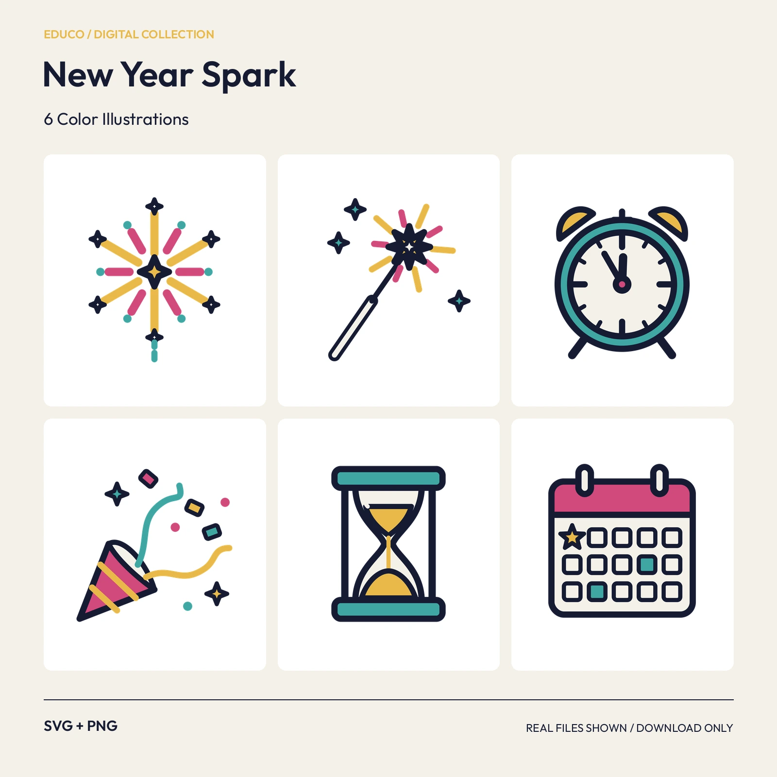 New Year Spark - 6 Color Illustrations preview
