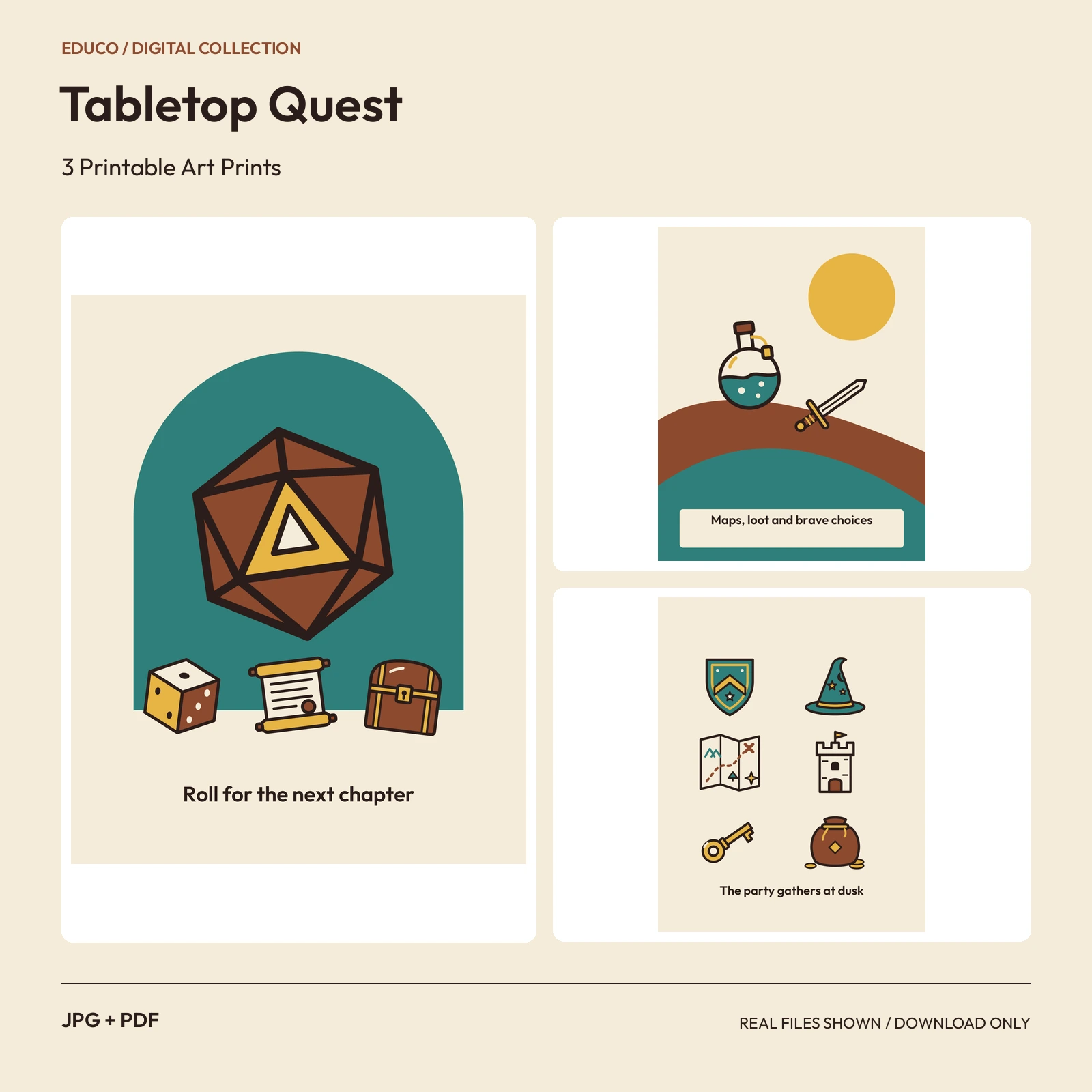 Tabletop Quest - 3 Printable Art Prints preview