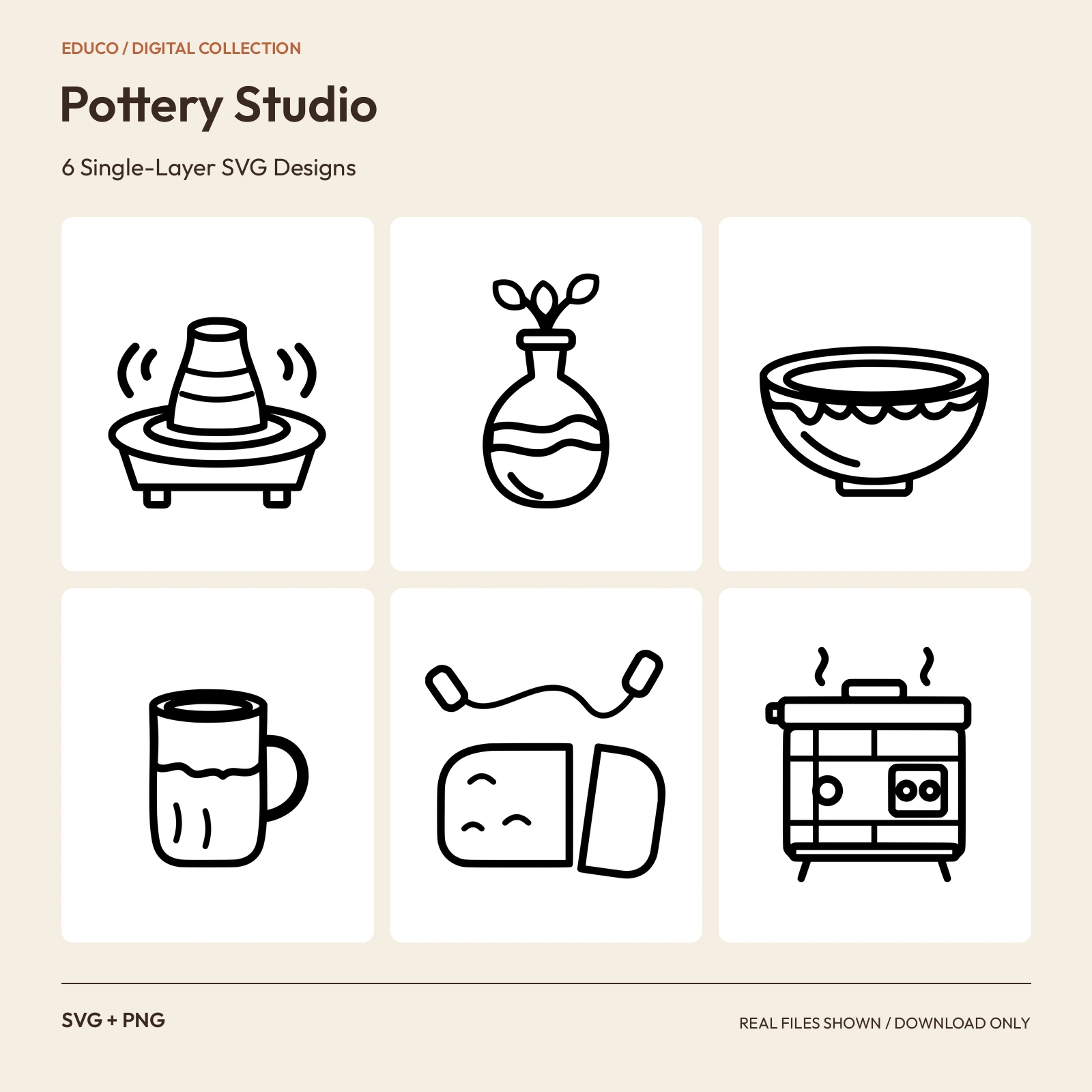 Pottery Studio - 6 Single-Layer SVG Designs preview