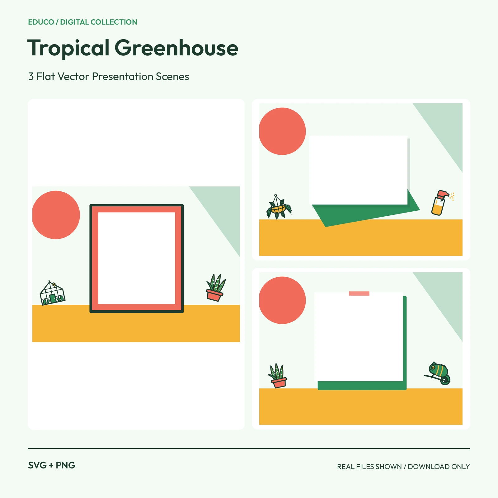 Tropical Greenhouse - 3 Flat Vector Presentation Scenes preview
