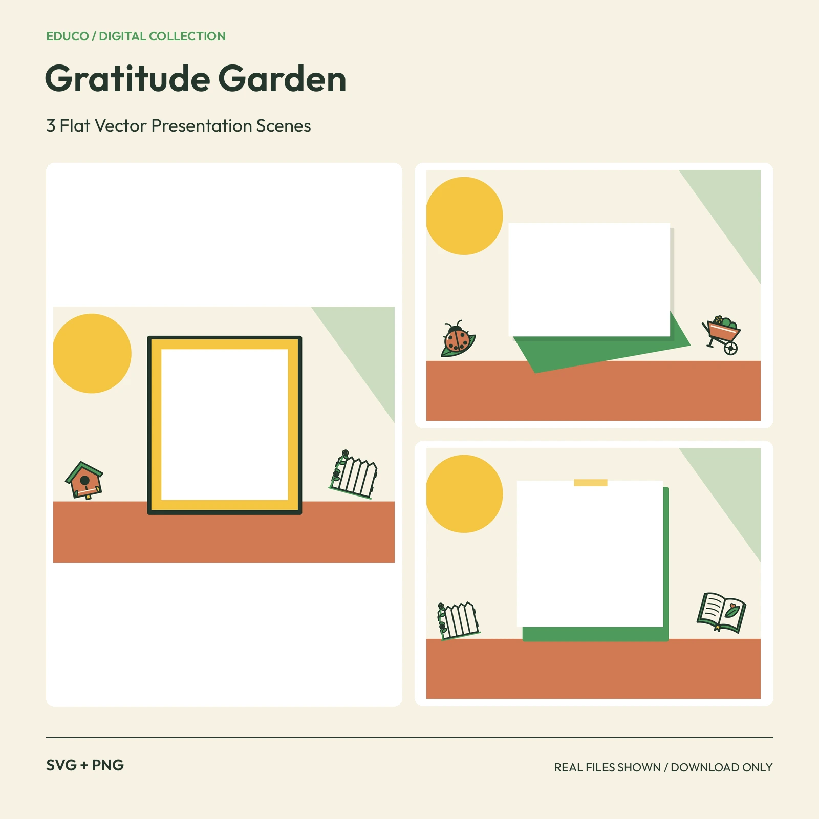 Gratitude Garden - 3 Flat Vector Presentation Scenes preview