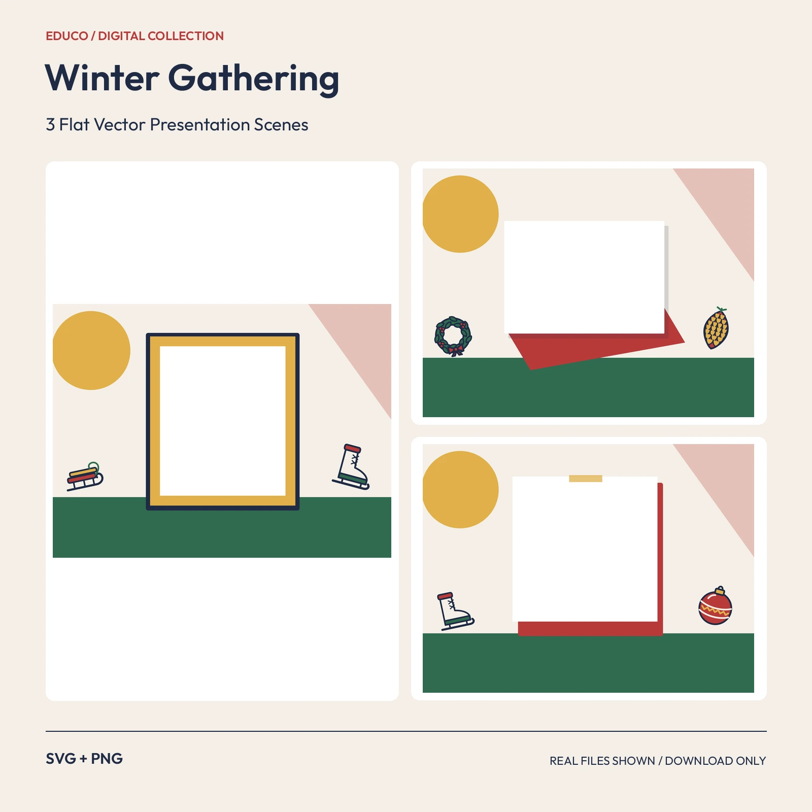 Winter Gathering - 3 Flat Vector Presentation Scenes preview