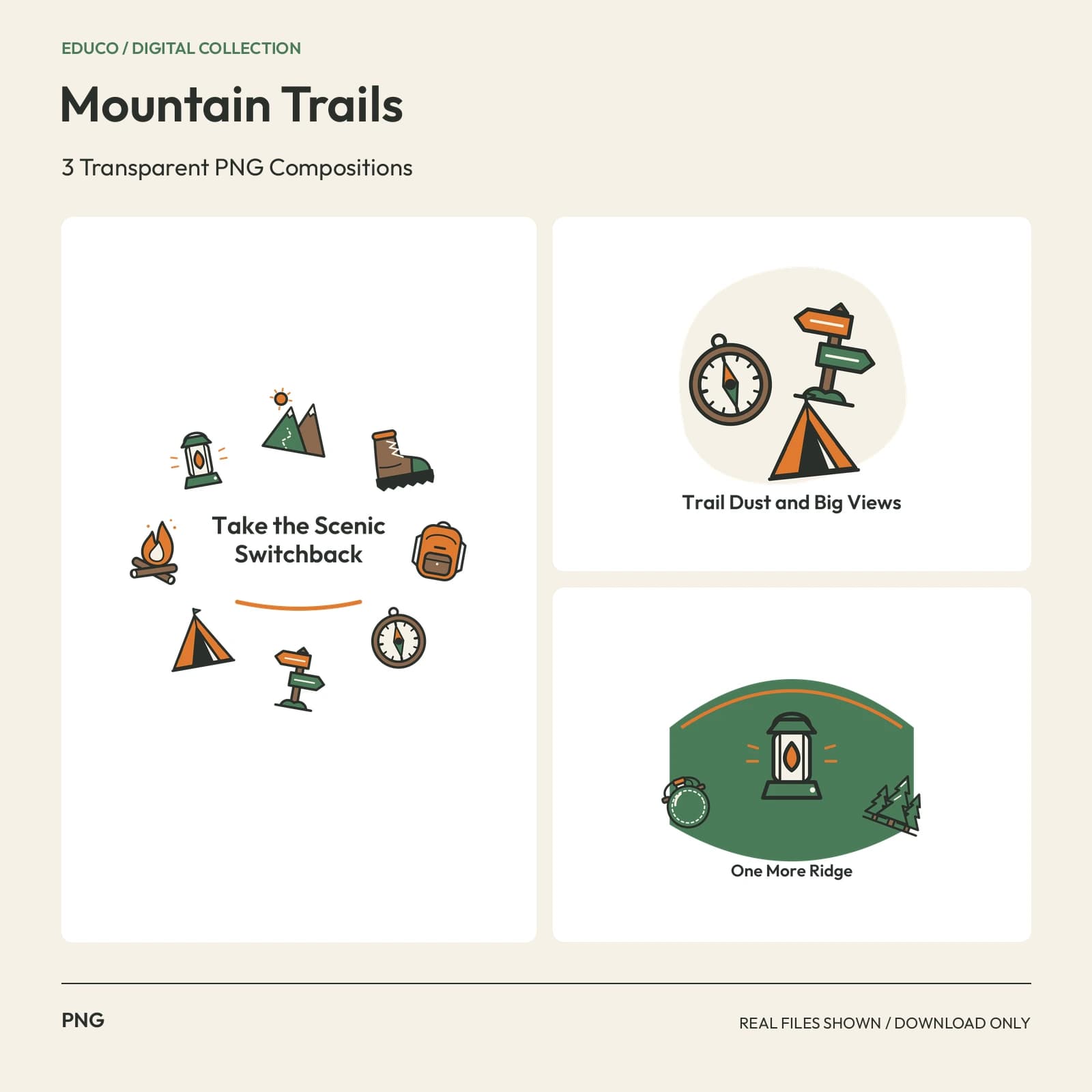 Mountain Trails - 3 Transparent PNG Compositions preview