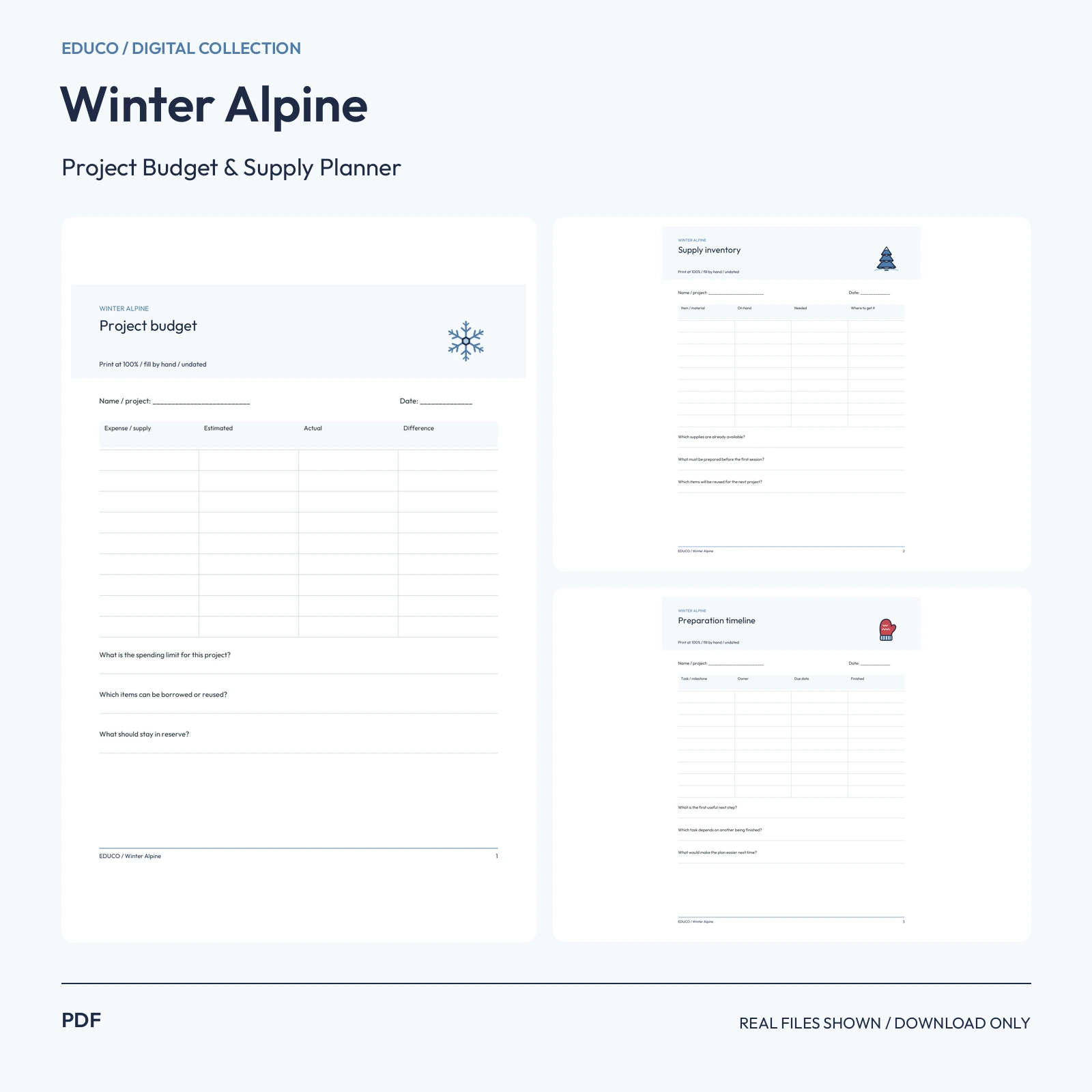 Winter Alpine - Project Budget and Supply Planner preview
