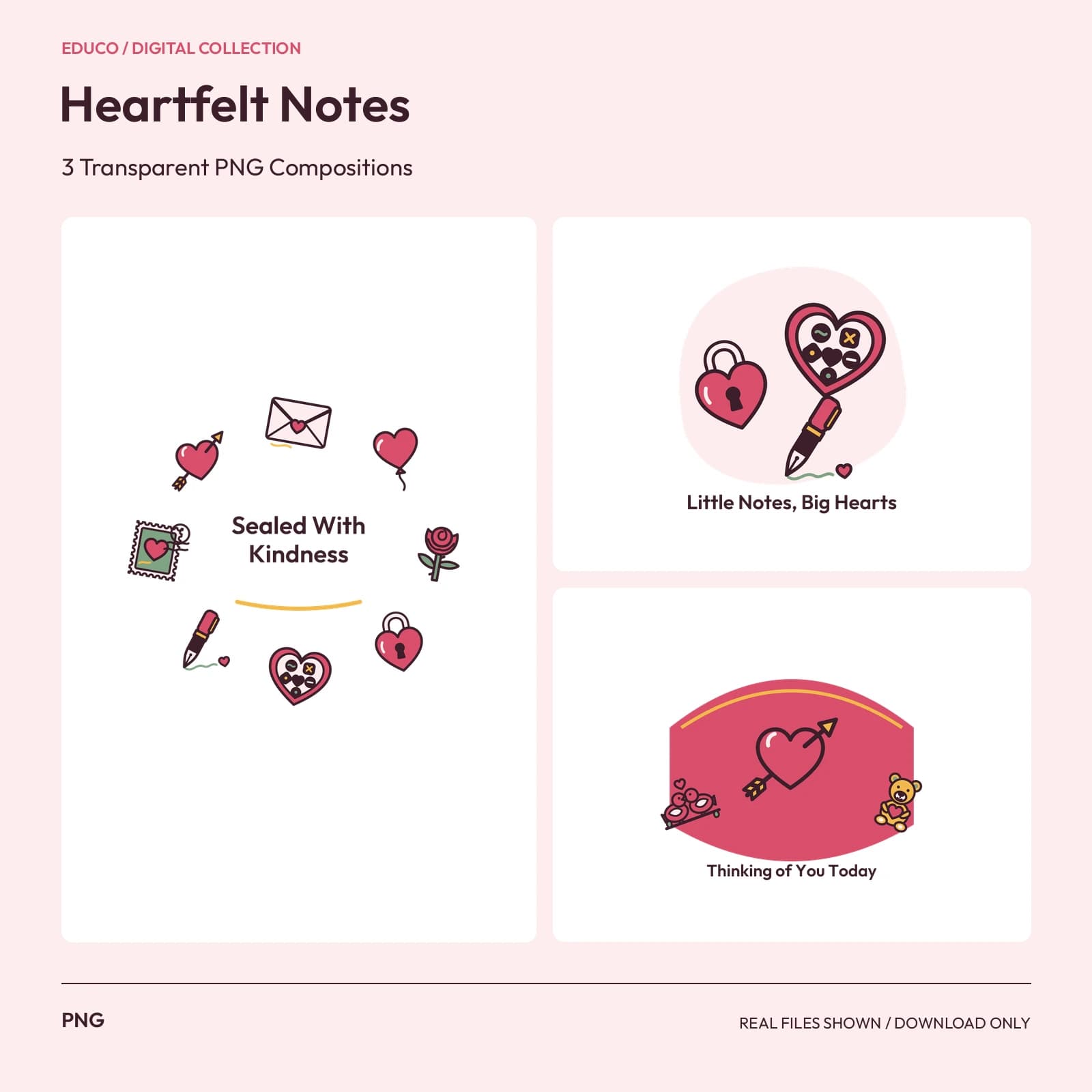 Heartfelt Notes - 3 Transparent PNG Compositions preview