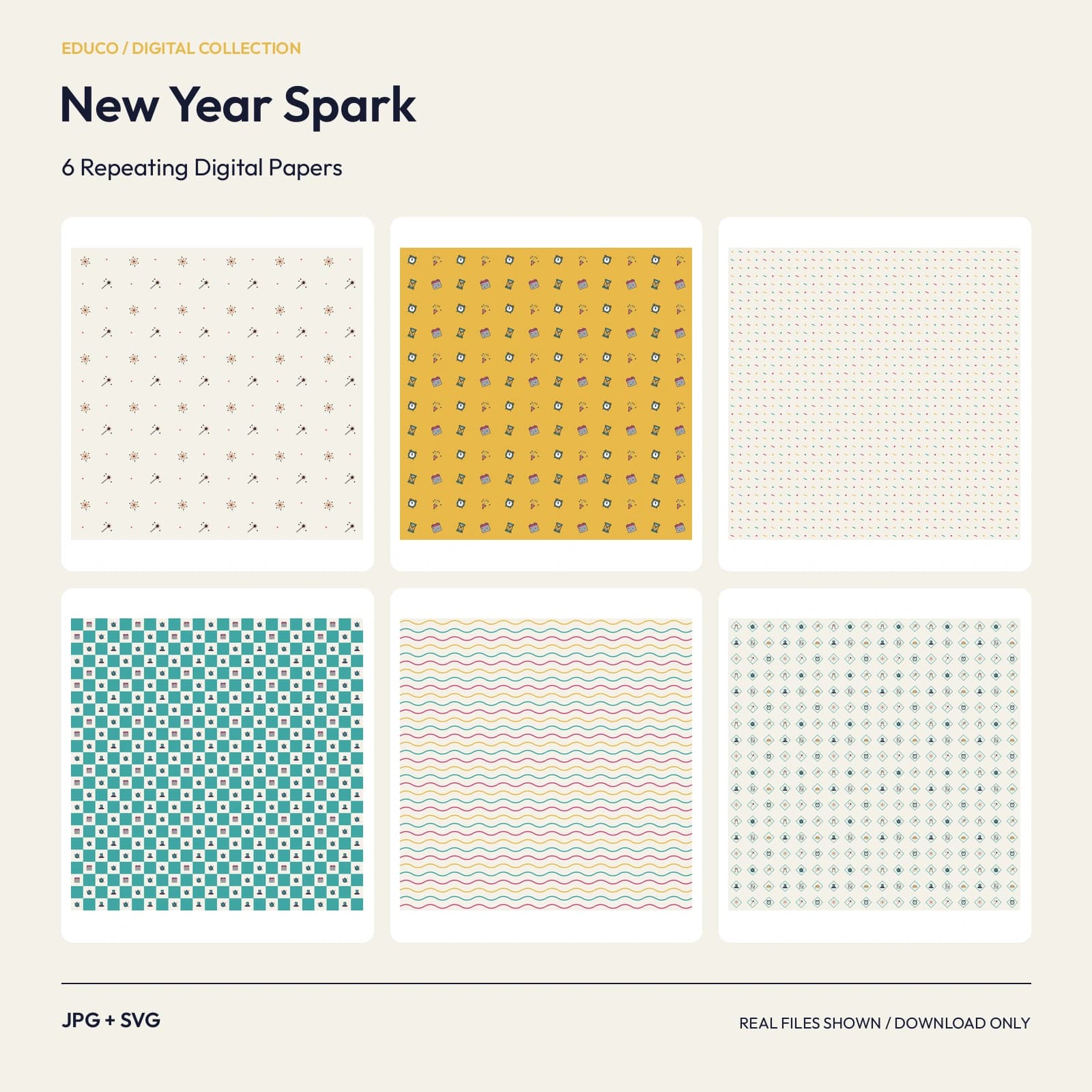 New Year Spark - 6 Repeating Digital Papers preview