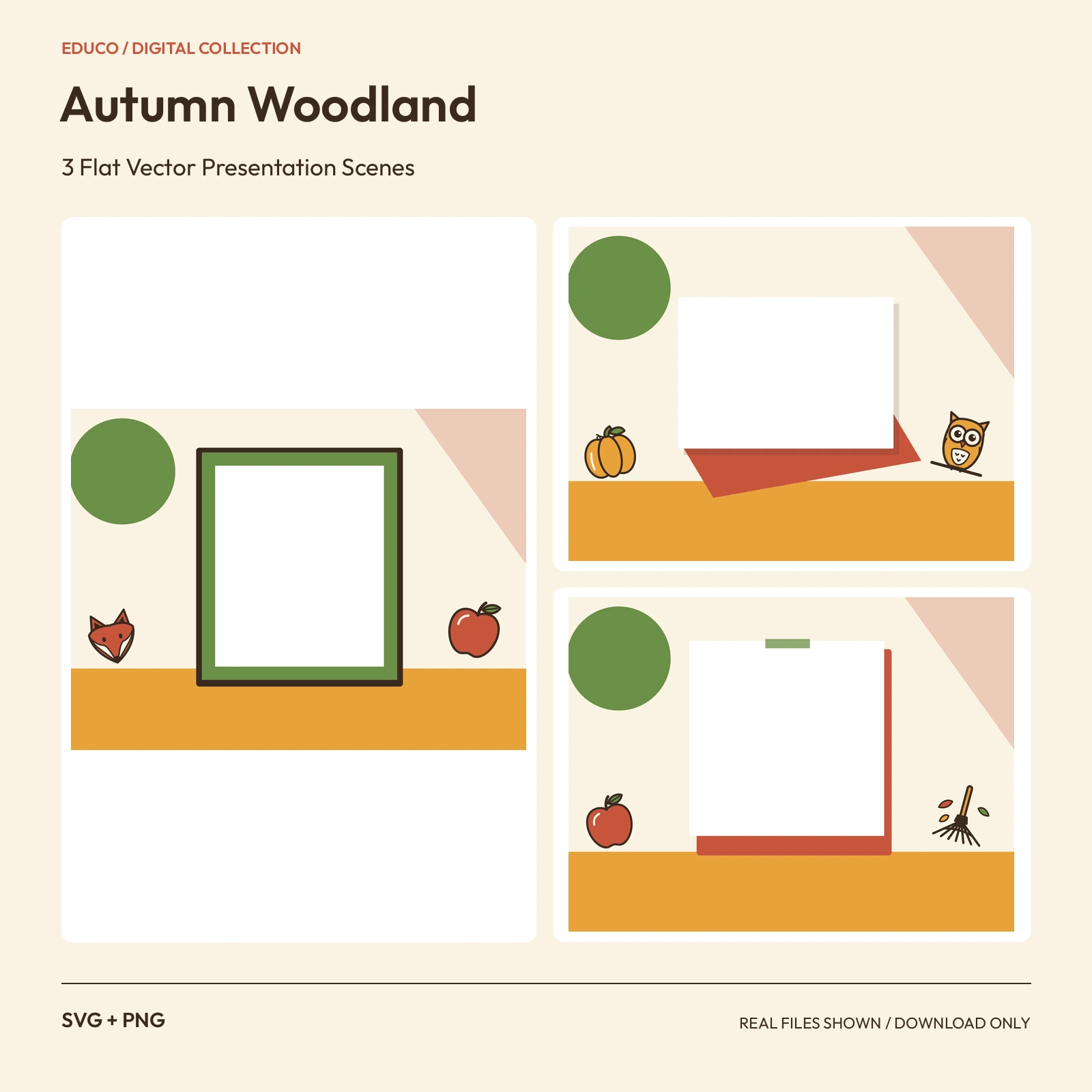 Autumn Woodland - 3 Flat Vector Presentation Scenes preview