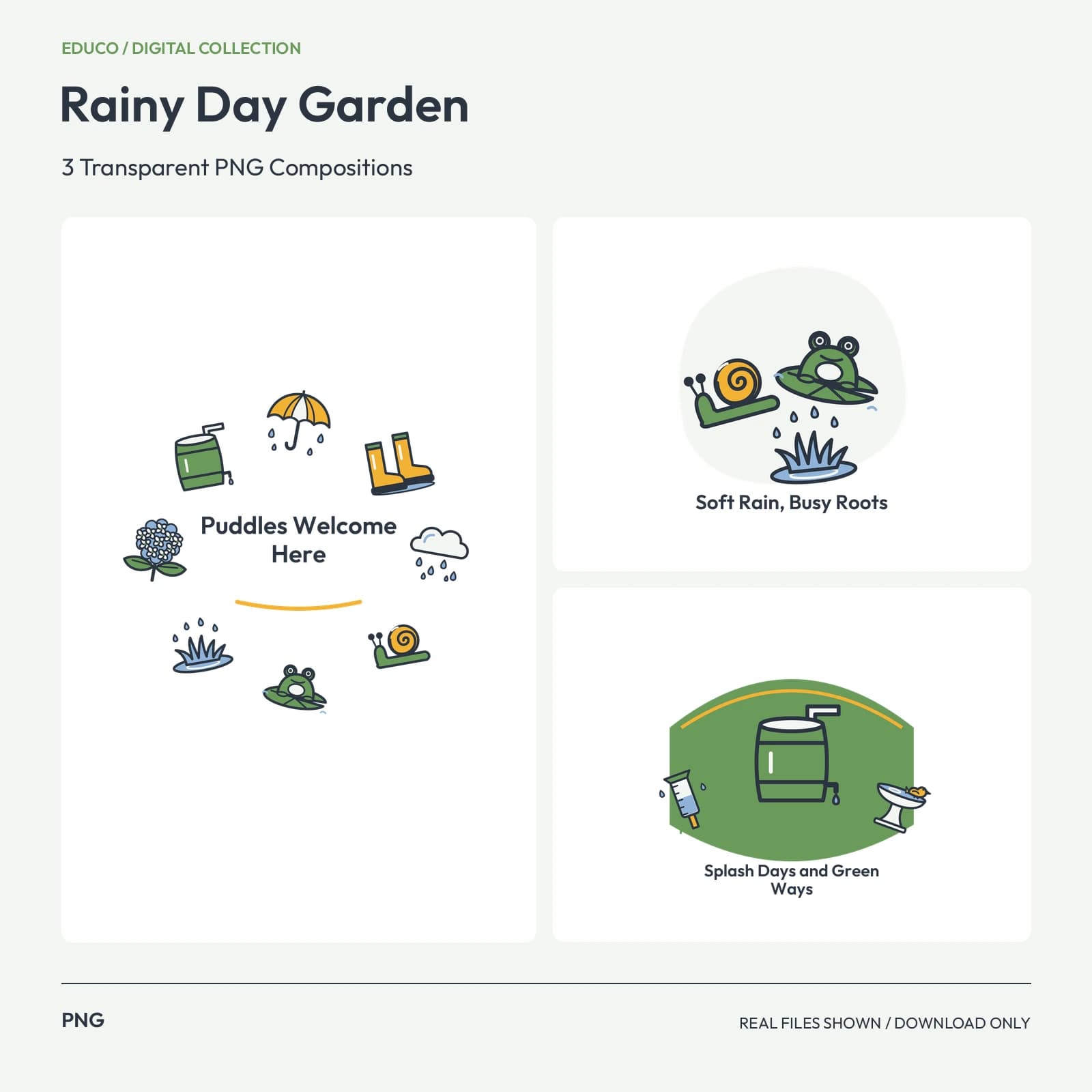 Rainy Day Garden - 3 Transparent PNG Compositions preview