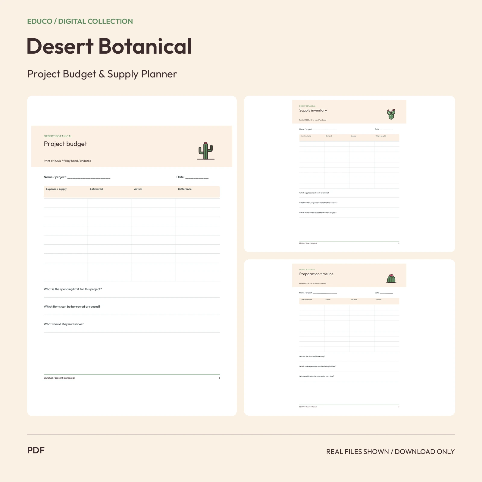 Desert Botanical - Project Budget and Supply Planner preview