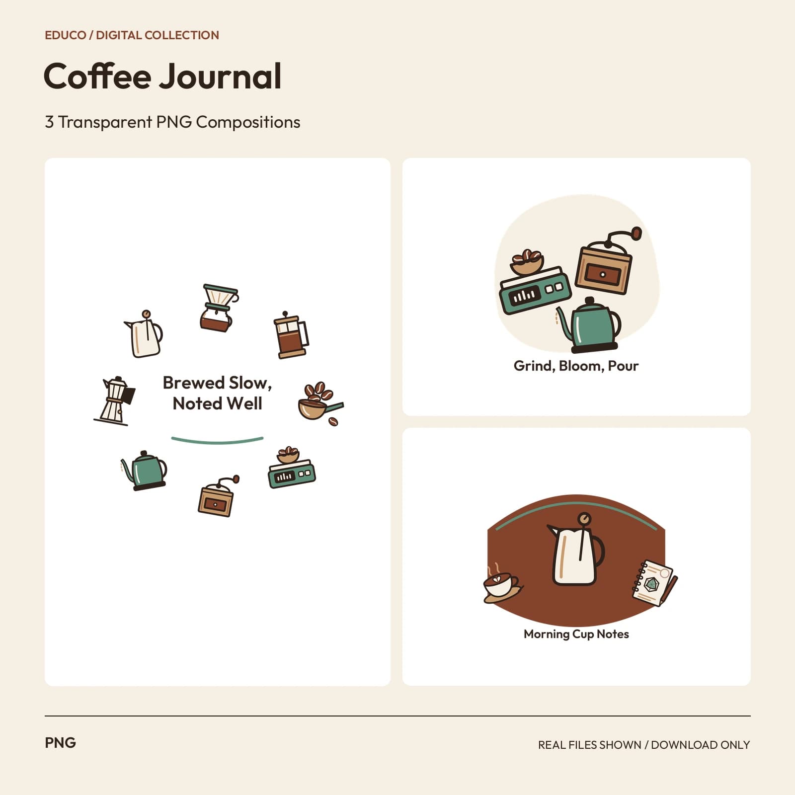 Coffee Journal - 3 Transparent PNG Compositions preview