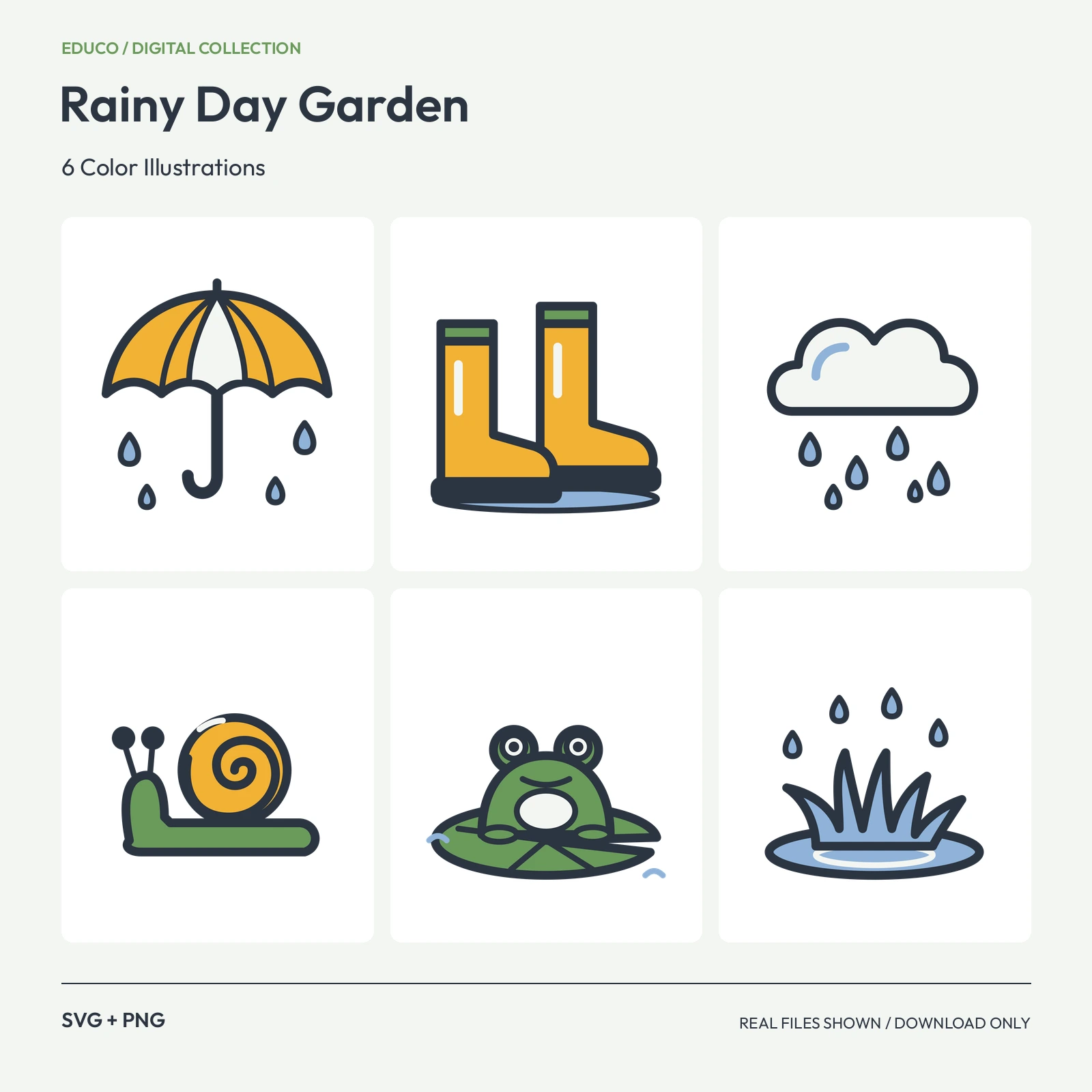 Rainy Day Garden - 6 Color Illustrations preview