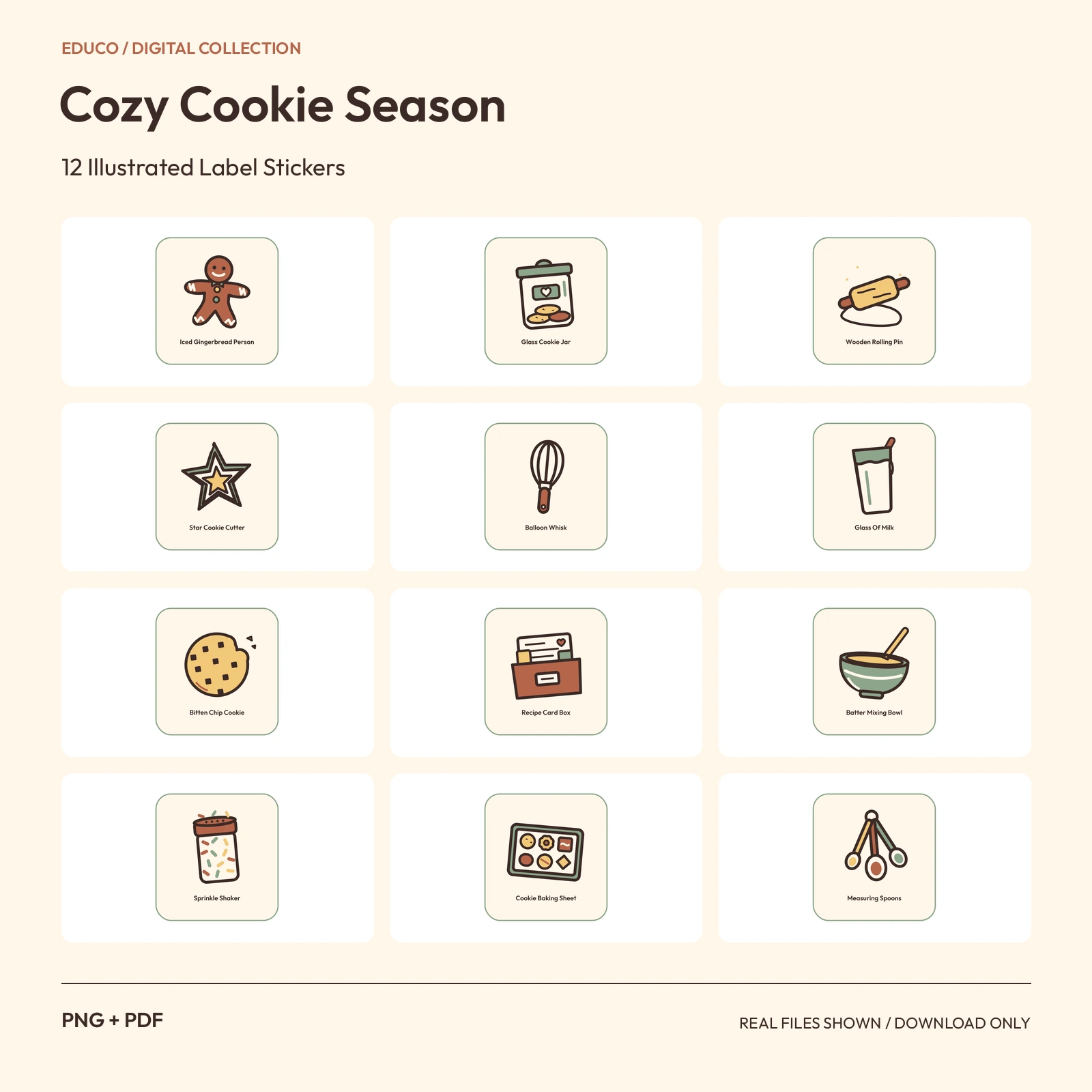 Cozy Cookie Season - 12 Illustrated Label Stickers preview