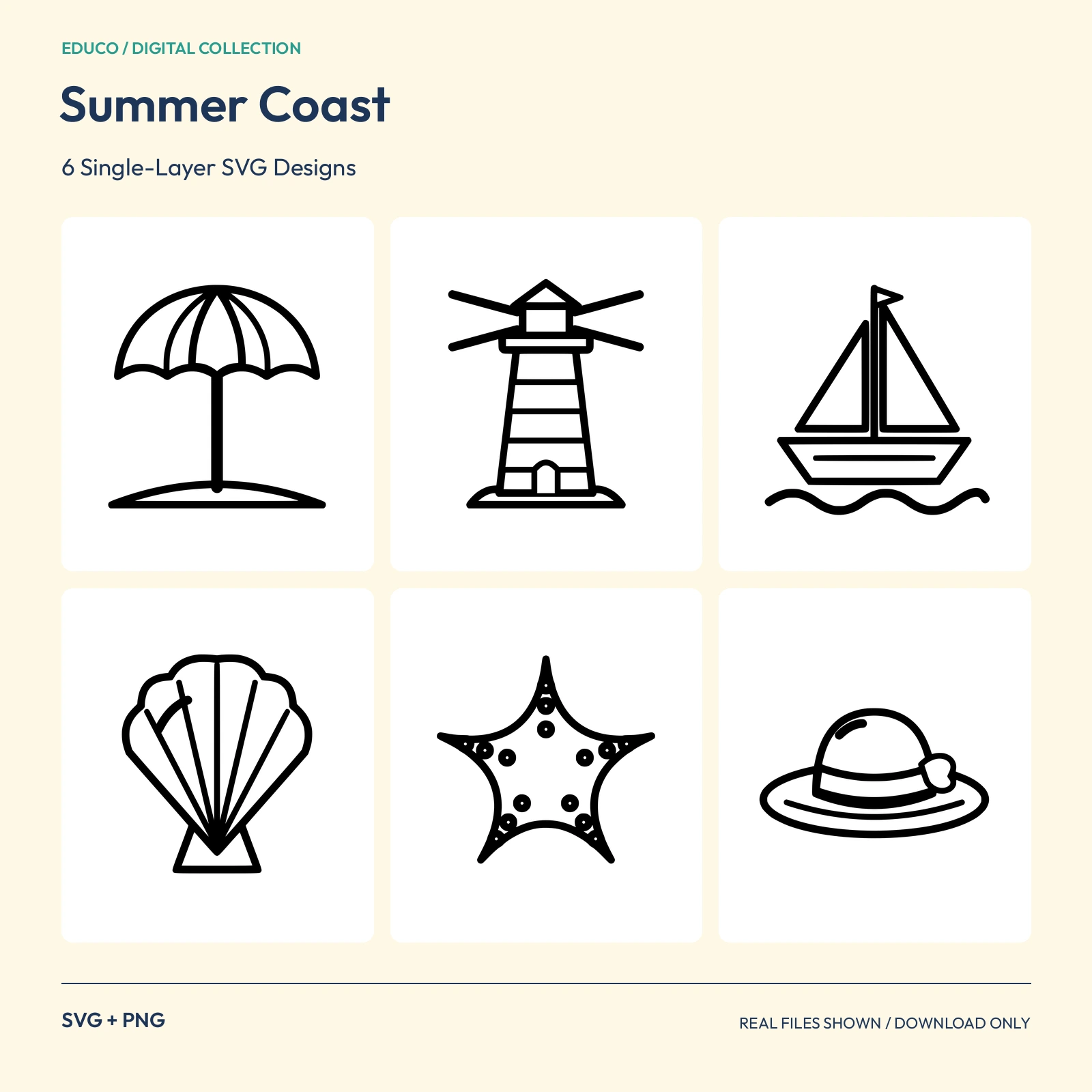 Summer Coast - 6 Single-Layer SVG Designs preview