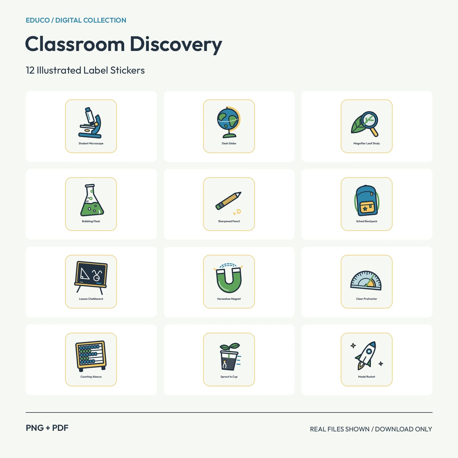 Classroom Discovery - 12 Illustrated Label Stickers preview