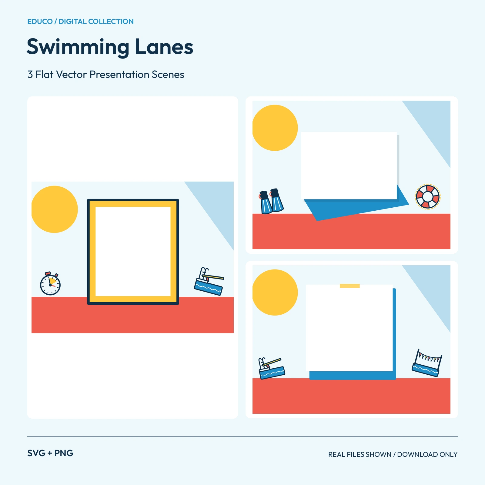Swimming Lanes - 3 Flat Vector Presentation Scenes preview
