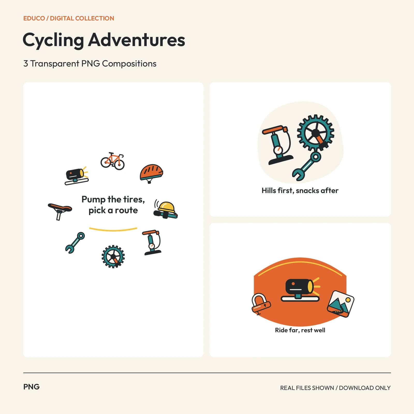 Cycling Adventures - 3 Transparent PNG Compositions preview