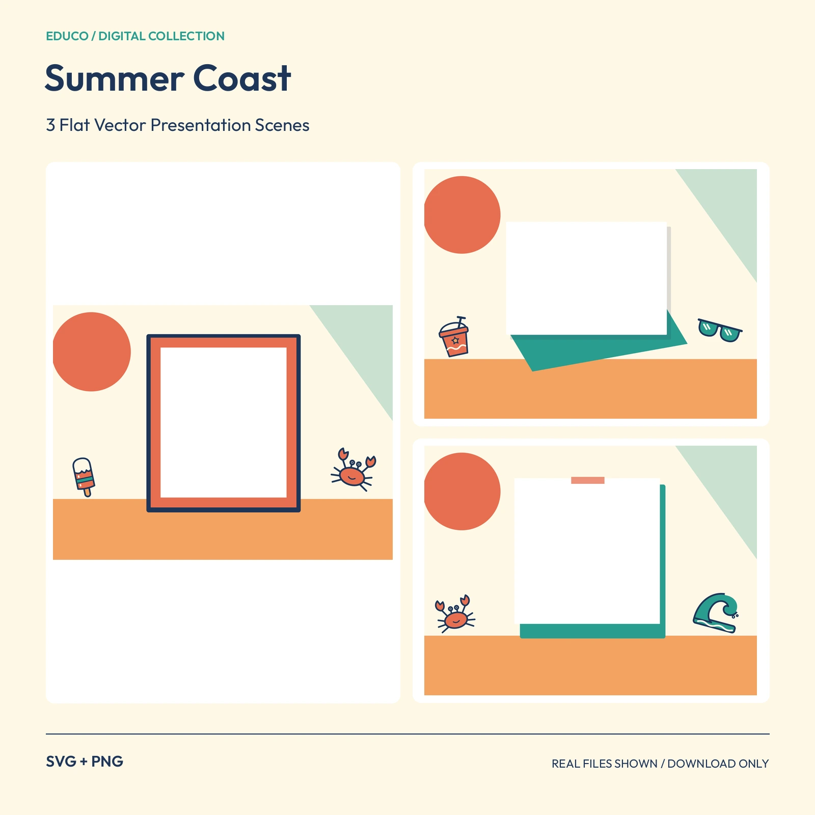 Summer Coast - 3 Flat Vector Presentation Scenes preview