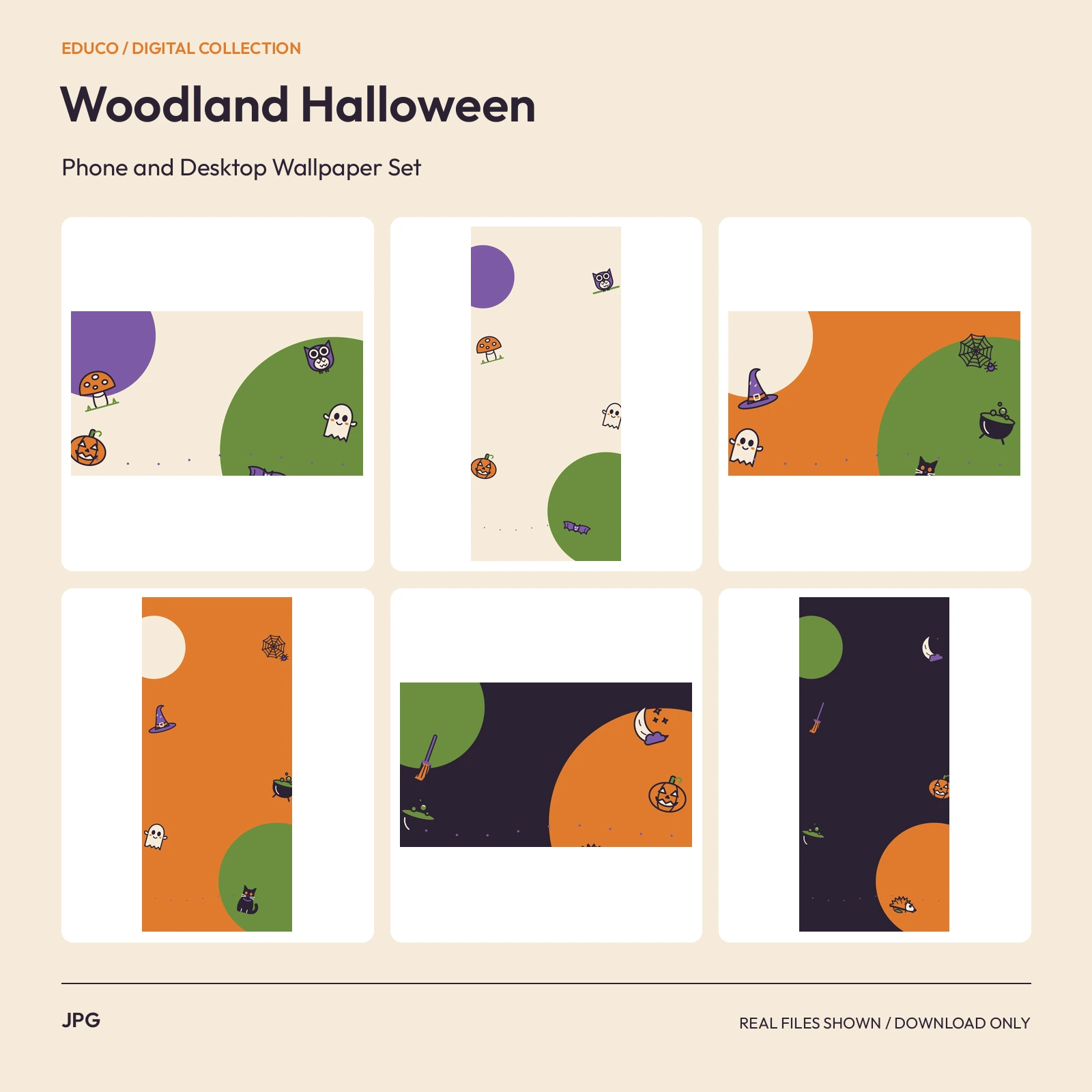 Woodland Halloween - Phone and Desktop Wallpaper Set preview