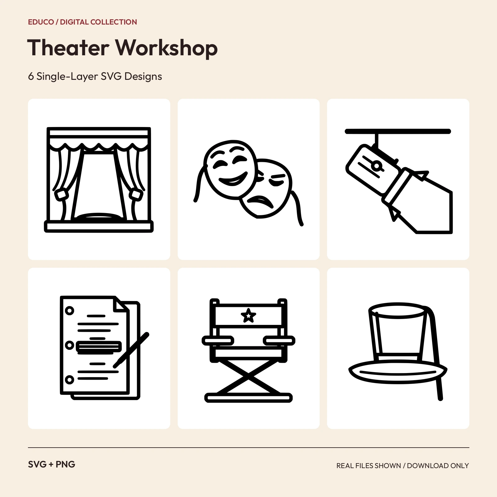 Theater Workshop - 6 Single-Layer SVG Designs preview