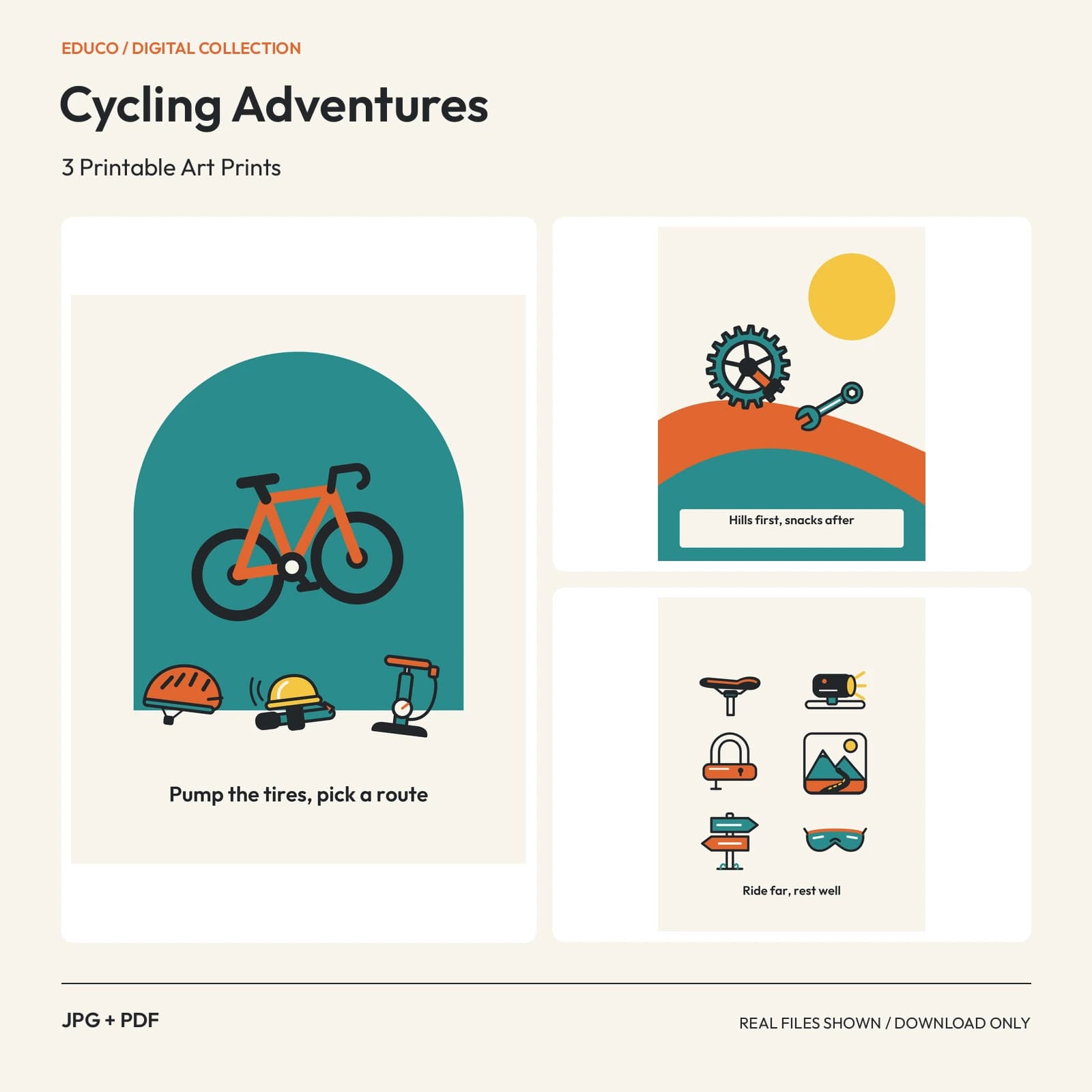 Cycling Adventures - 3 Printable Art Prints preview