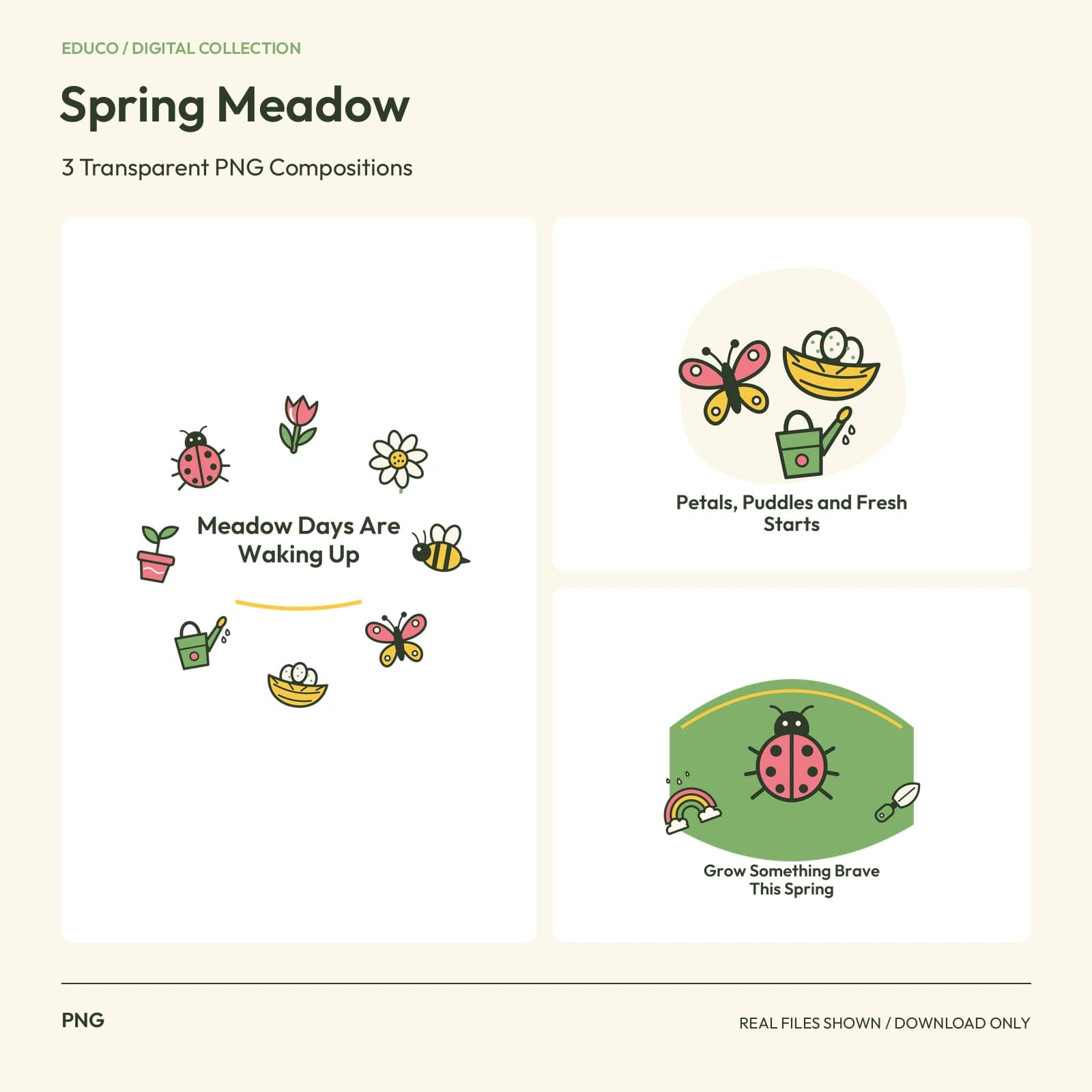 Spring Meadow - 3 Transparent PNG Compositions preview