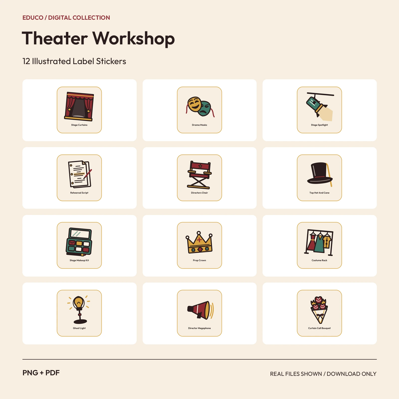 Theater Workshop - 12 Illustrated Label Stickers preview