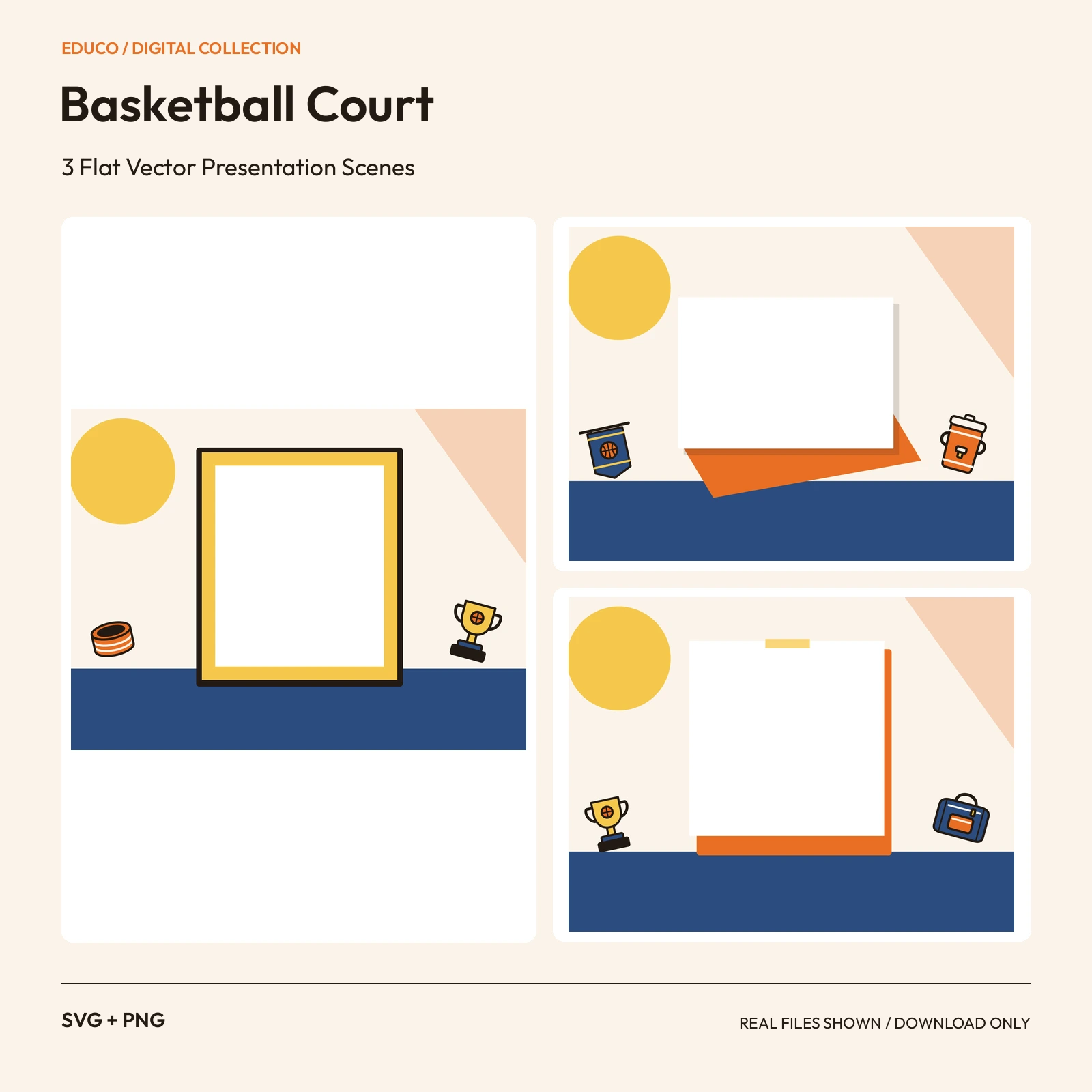 Basketball Court - 3 Flat Vector Presentation Scenes preview